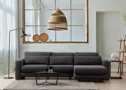 Sofá de canto elegante, cinza, 290 x 165 x 73 cm | Estrutura em madeira de faia e aglomerado, 100% poliéster, espuma 28 DNS | Almofadas portáteis, tecido lavável a seco