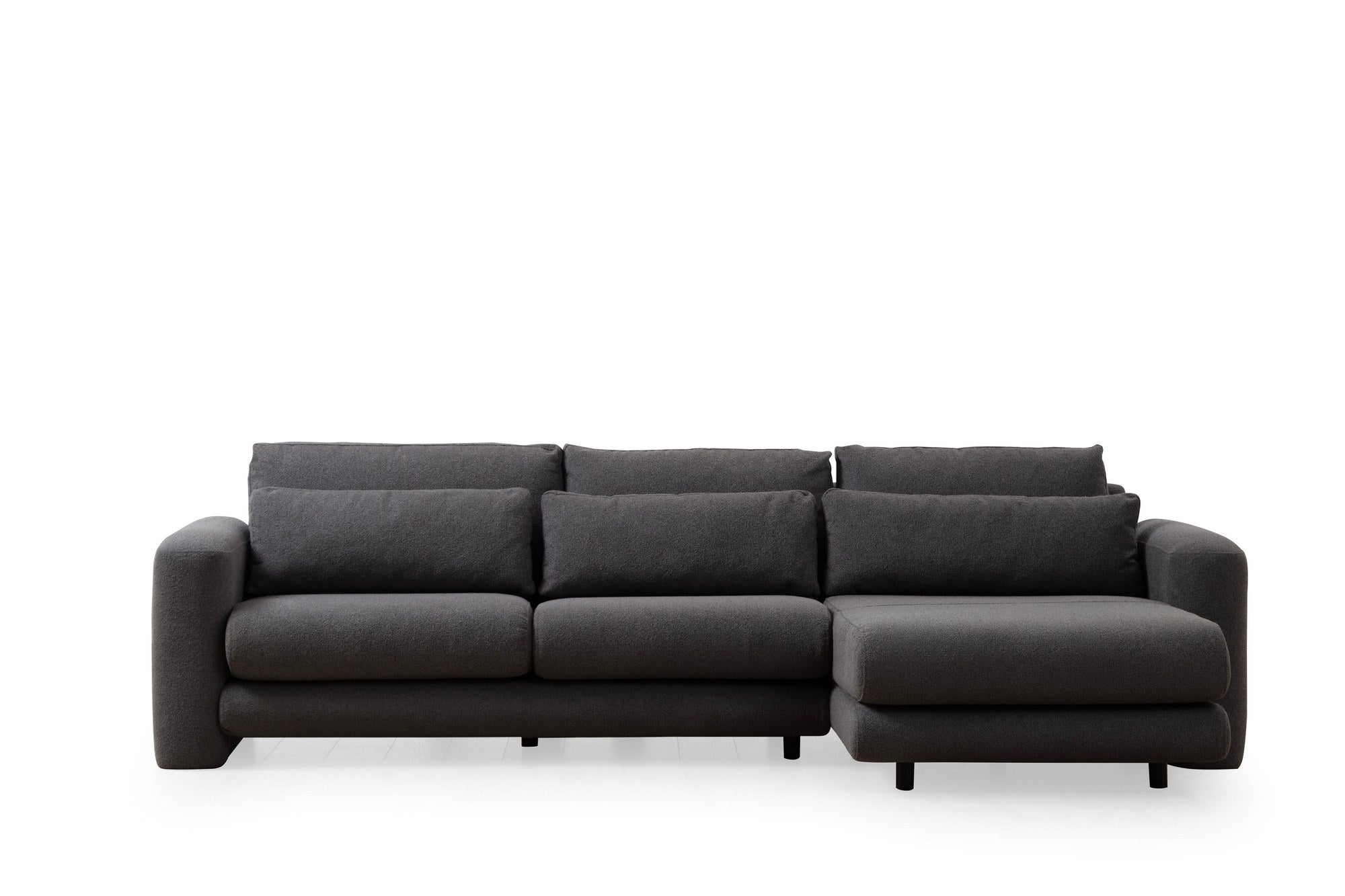 Sofá de canto elegante, cinza, 290 x 165 x 73 cm | Estrutura em madeira de faia e aglomerado, 100% poliéster, espuma 28 DNS | Almofadas portáteis, tecido lavável a seco