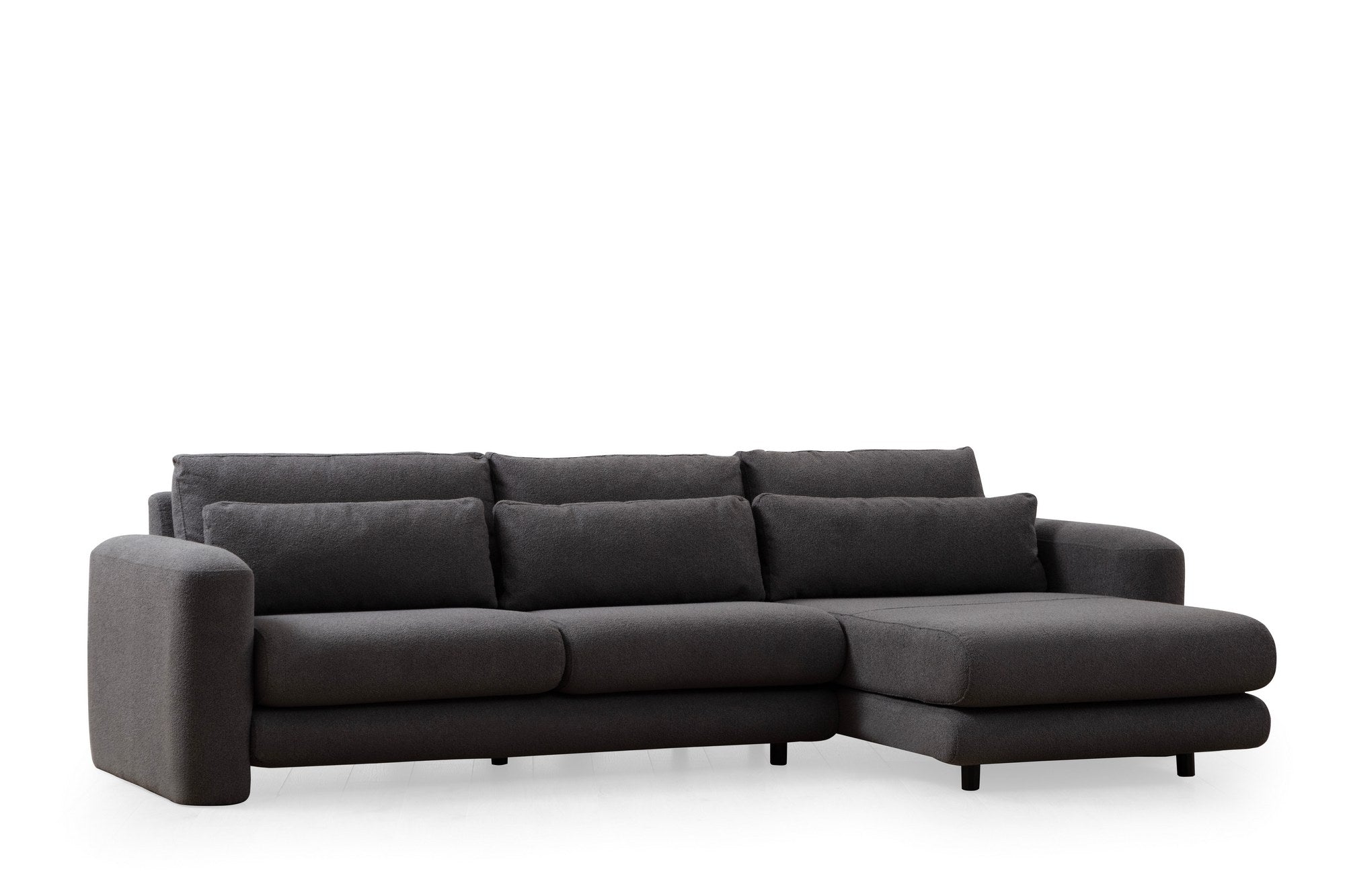 Sofá de canto elegante, cinza, 290 x 165 x 73 cm | Estrutura em madeira de faia e aglomerado, 100% poliéster, espuma 28 DNS | Almofadas portáteis, tecido lavável a seco