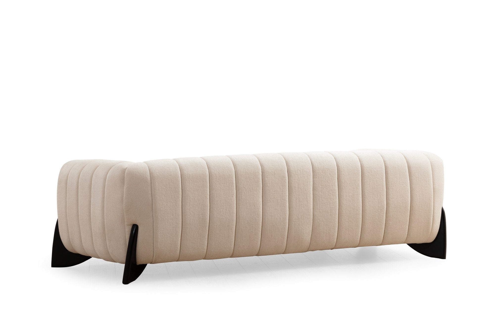 Sofá elegante de 3 lugares, branco, 248 x 100 x 70 cm | Estrutura em madeira de faia e aglomerado, 100% poliéster, tecido lavável a seco | Almofadas de espuma macia para máximo conforto