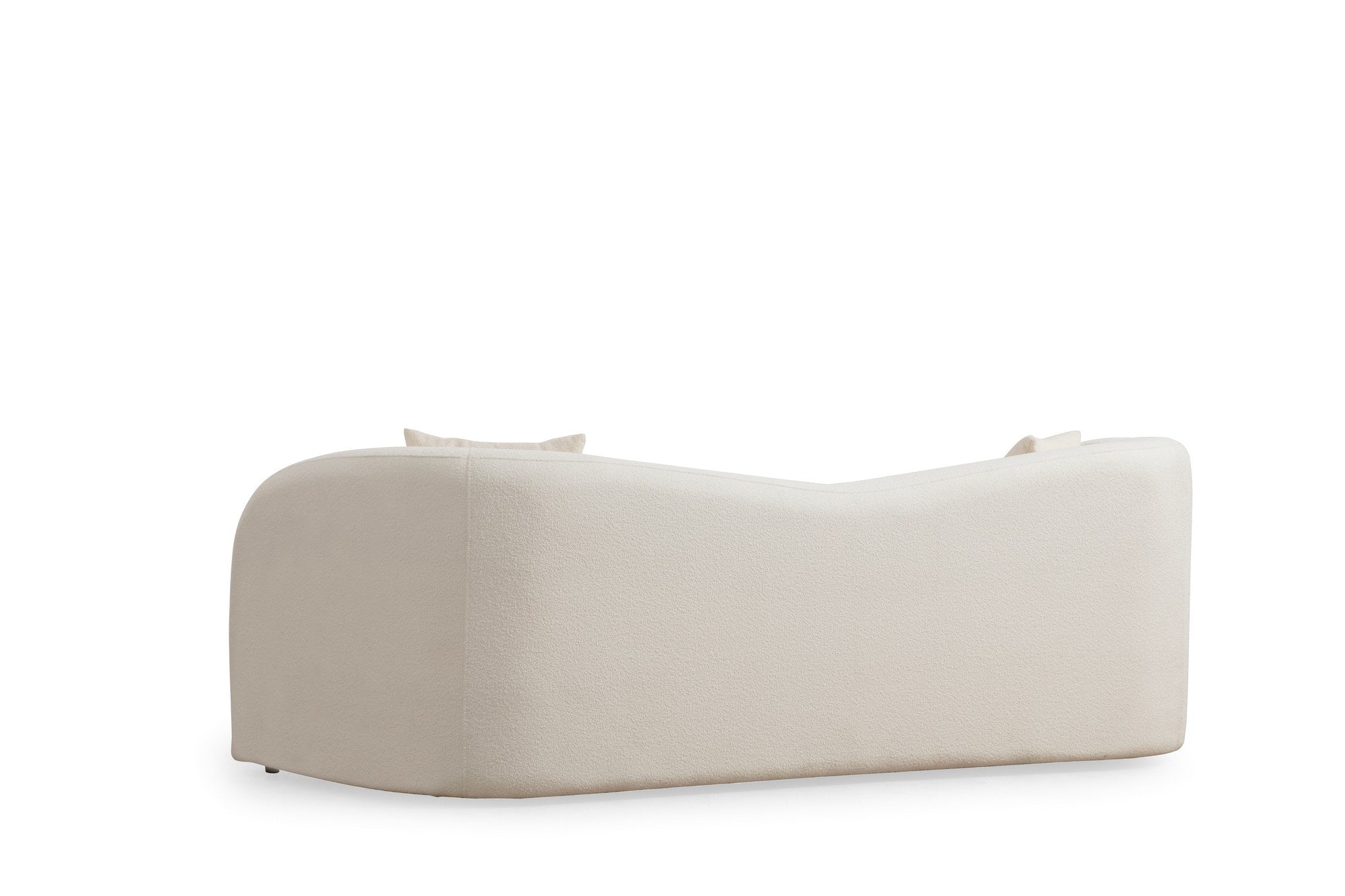 Sofá elegante de 3 lugares, cor creme, 225 x 76 x 75 cm | Estrutura em madeira de faia e aglomerado, 100% poliéster, espuma 28 DNS | Inclui 2 almofadas, tecido lavável a seco
