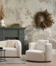 Poltrona Elegante, Cor Creme, Estrutura em Madeira de Faia e Aglomerado, 105 x 100 x 71 cm | 100% Poliéster, 2 Almofadas Inclusas, Tecido Lavável a Seco, Conforto e Estilo