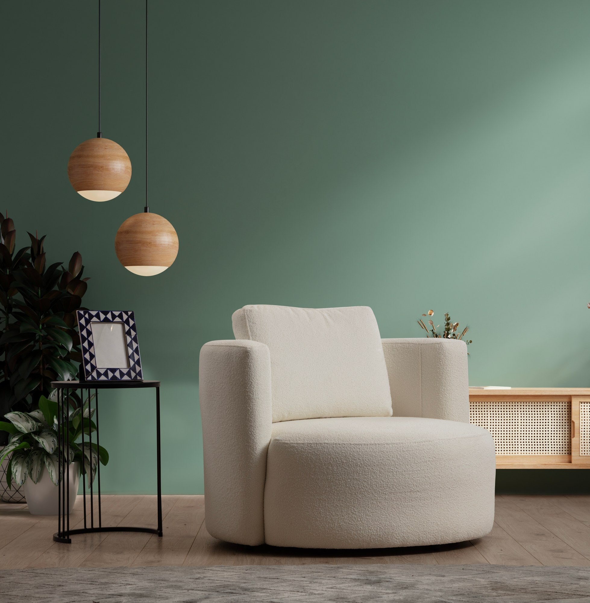 Poltrona Elegante, Cor Creme, Estrutura em Madeira de Faia e Aglomerado, 105 x 100 x 71 cm | 100% Poliéster, 2 Almofadas Inclusas, Tecido Lavável a Seco, Conforto e Estilo