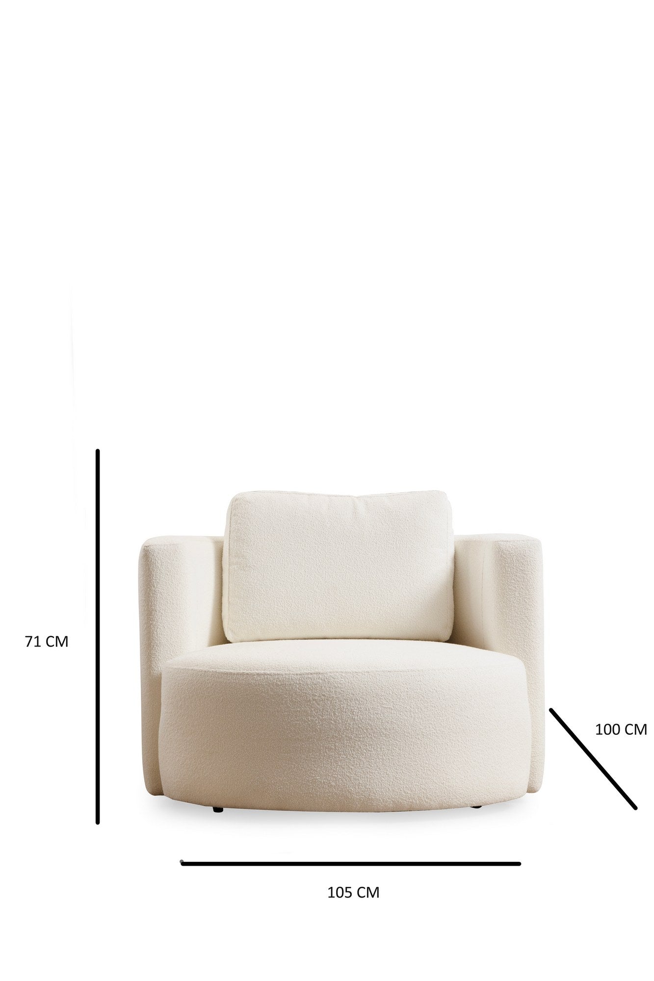 Poltrona Elegante, Cor Creme, Estrutura em Madeira de Faia e Aglomerado, 105 x 100 x 71 cm | 100% Poliéster, 2 Almofadas Inclusas, Tecido Lavável a Seco, Conforto e Estilo