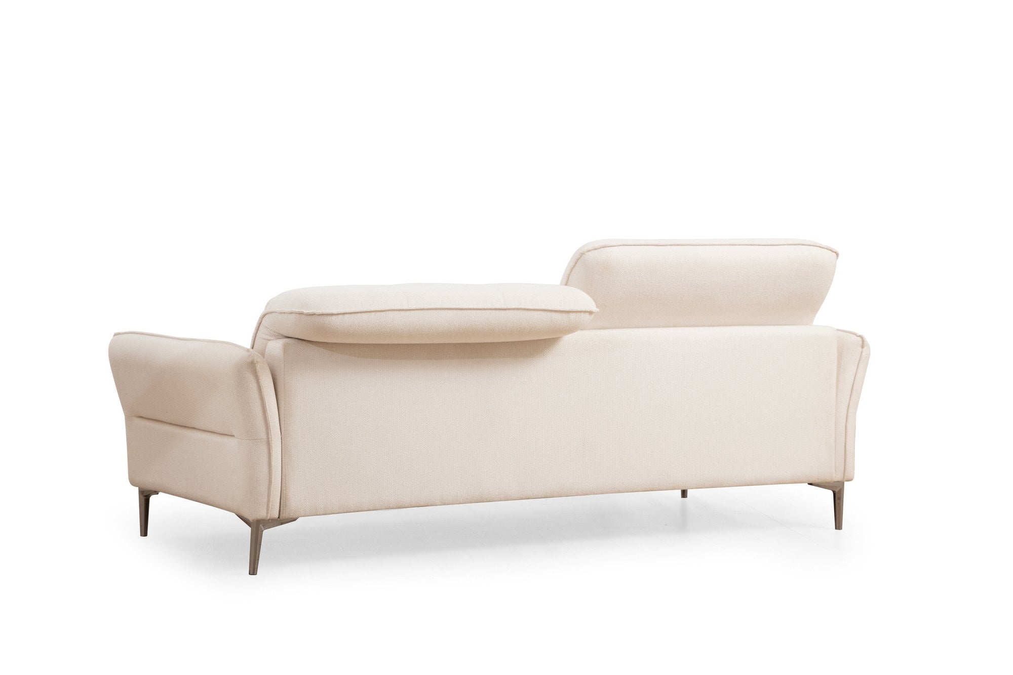 Sofá elegante de 3 lugares, branco, 230 x 100 x 96 cm | Estrutura em madeira de faia e aglomerado, 100% poliéster, almofadas ajustáveis, pés cromados | Perfeito para salas de estar modernas