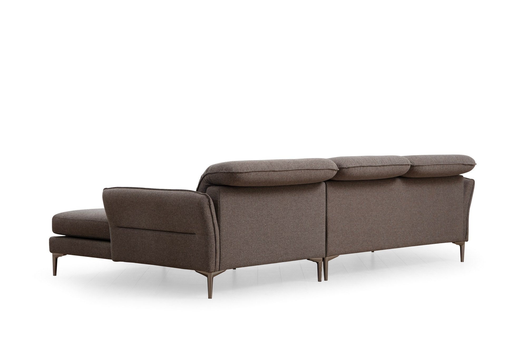 Sofá de canto elegante, cinza, 290 x 180 x 96 cm | Estrutura em madeira de faia e aglomerado, 100% poliéster, almofadas ajustáveis, pernas cromadas | Perfeito para espaços modernos