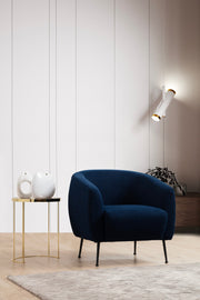 Poltrona Elegante, Tecido Azul, Estrutura em Madeira de Faia | 70x82x82 cm | Almofadas de Espuma e Penas Cinza Macias | Inclui 1 Travesseiro | Lavável a Seco, Conforto e Estilo