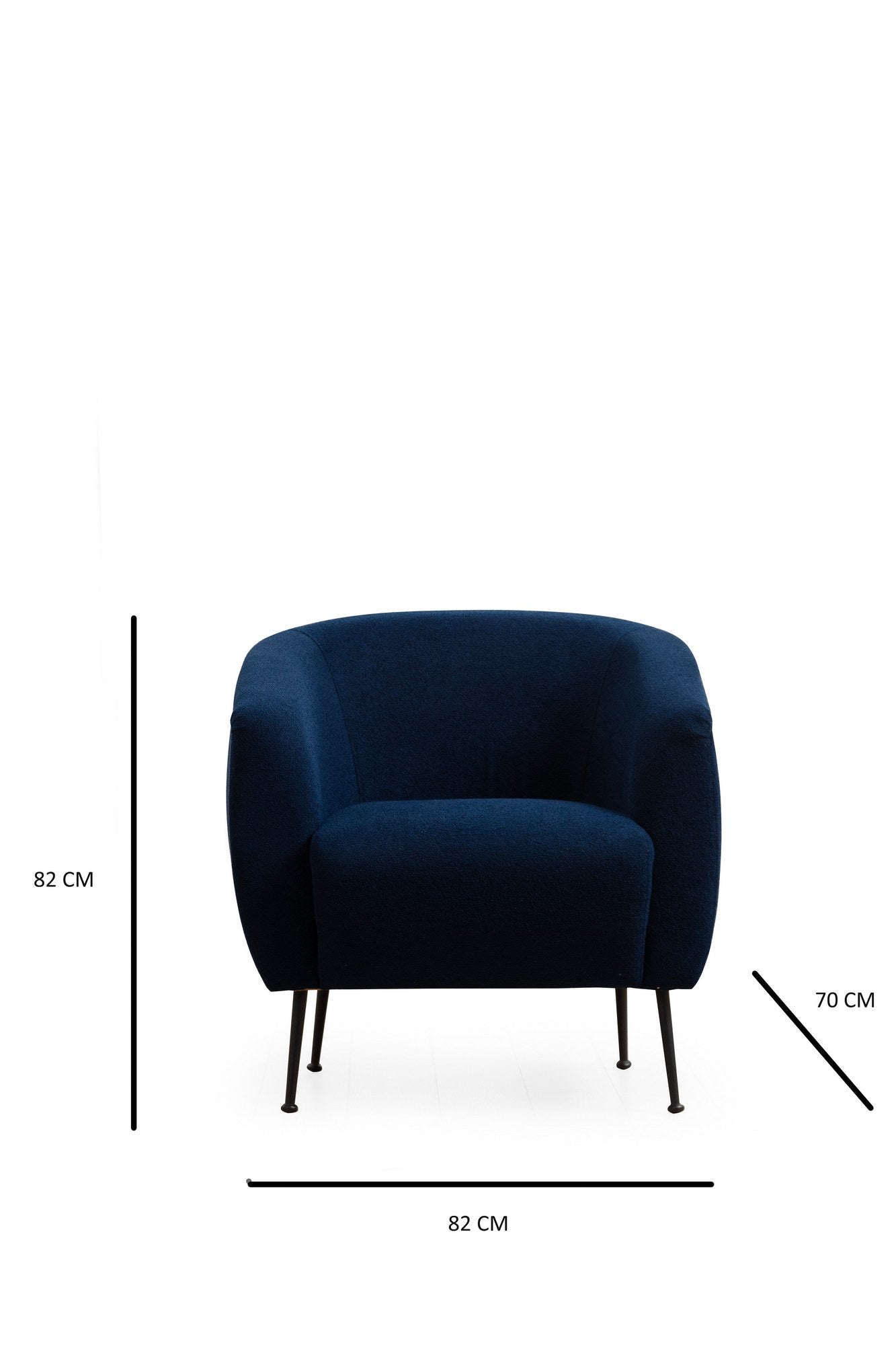Poltrona Elegante, Tecido Azul, Estrutura em Madeira de Faia | 70x82x82 cm | Almofadas de Espuma e Penas Cinza Macias | Inclui 1 Travesseiro | Lavável a Seco, Conforto e Estilo
