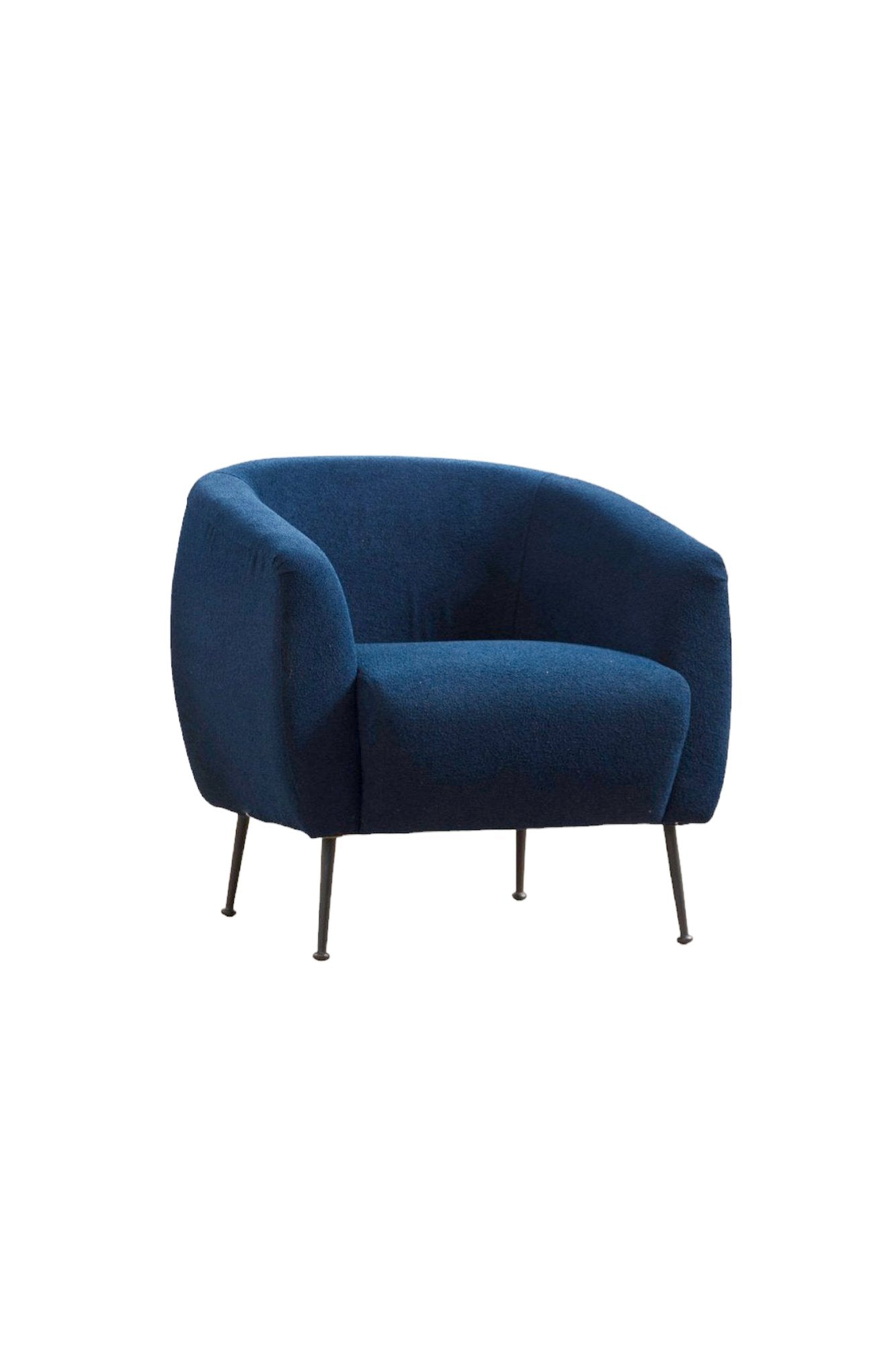 Poltrona Elegante, Tecido Azul, Estrutura em Madeira de Faia | 70x82x82 cm | Almofadas de Espuma e Penas Cinza Macias | Inclui 1 Travesseiro | Lavável a Seco, Conforto e Estilo