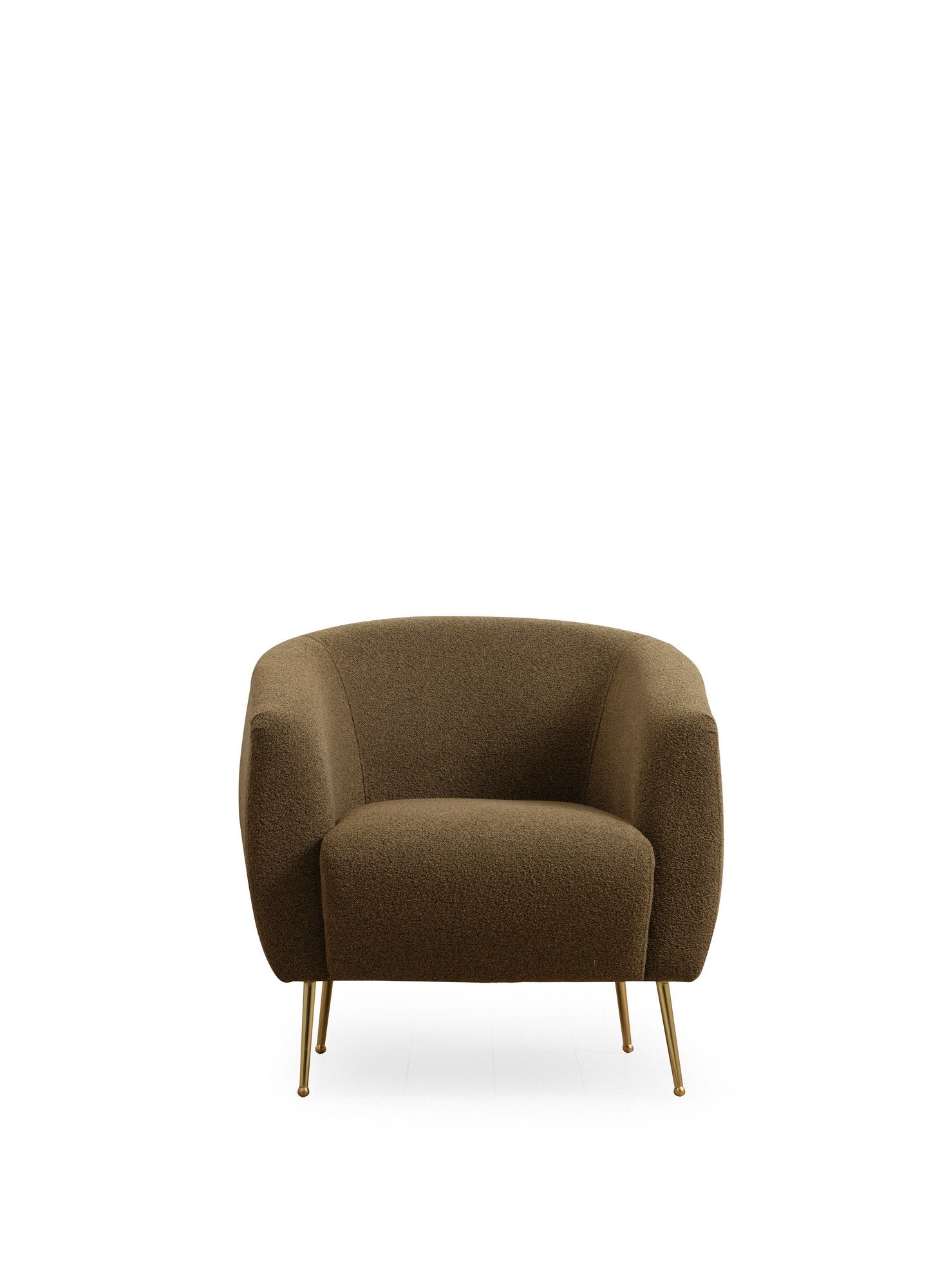 Poltrona elegante com estrutura de madeira de faia, tecido verde 100% poliéster, pernas de metal dourado, 70x82x82 cm, almofadas de espuma macia e penas, inclui travesseiro