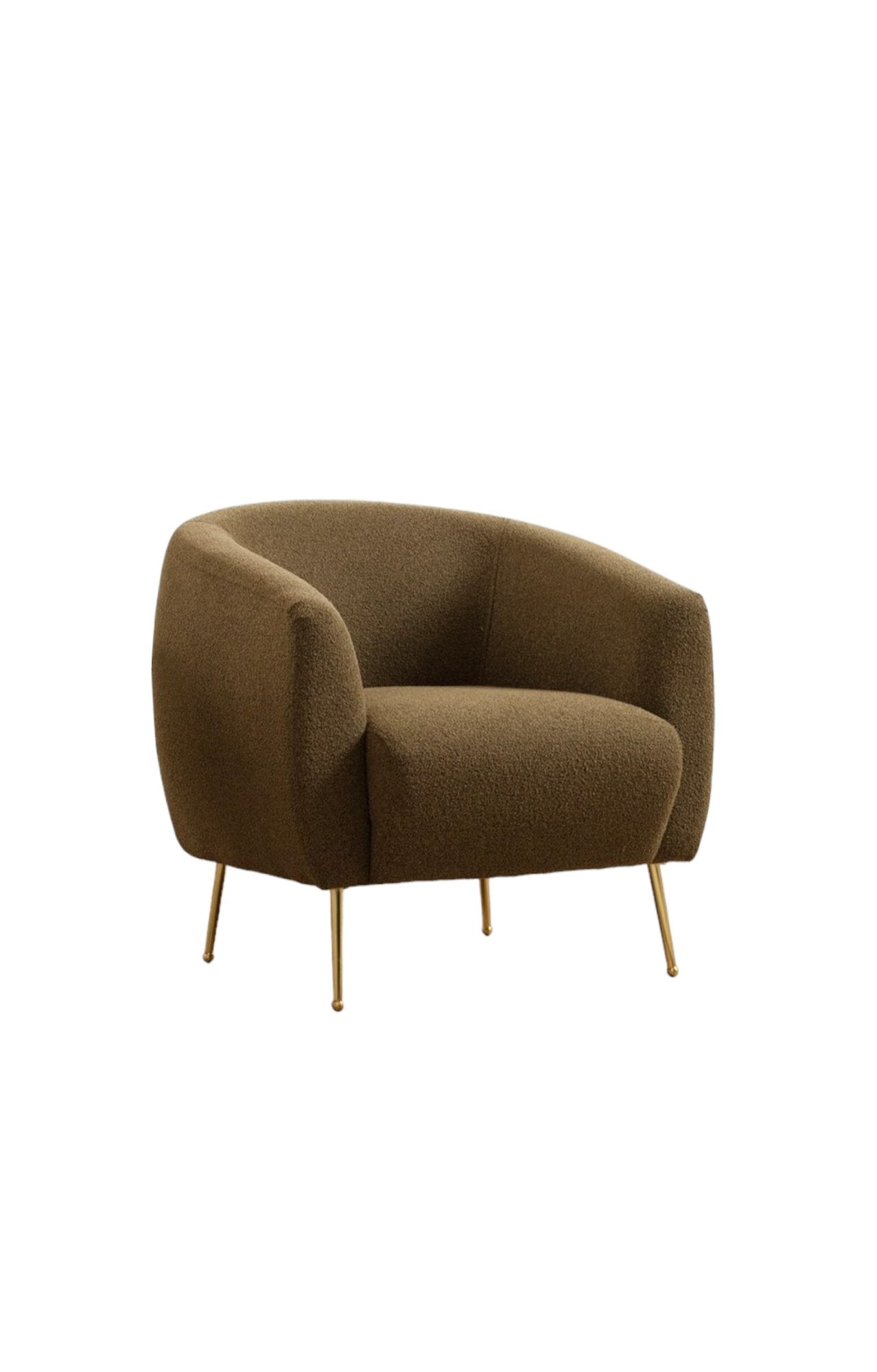 Poltrona elegante com estrutura de madeira de faia, tecido verde 100% poliéster, pernas de metal dourado, 70x82x82 cm, almofadas de espuma macia e penas, inclui travesseiro