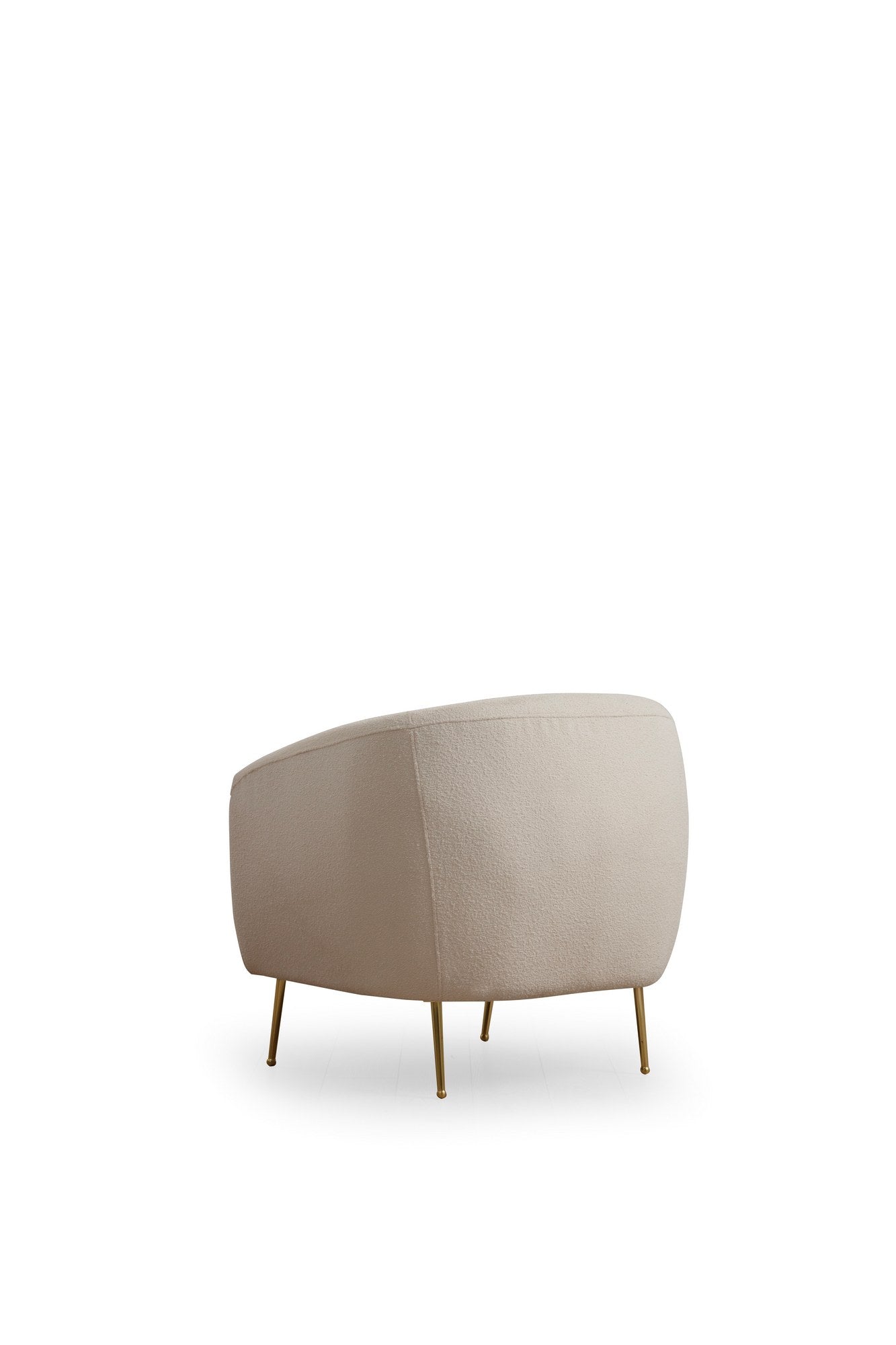 Poltrona Elegante com Pernas de Metal Dourado, Tecido Creme, 70x82x82 cm | Estrutura de Madeira de Faia, Almofadas de Espuma Macia e Penas, Inclui 1 Travesseiro, Lavável a Seco