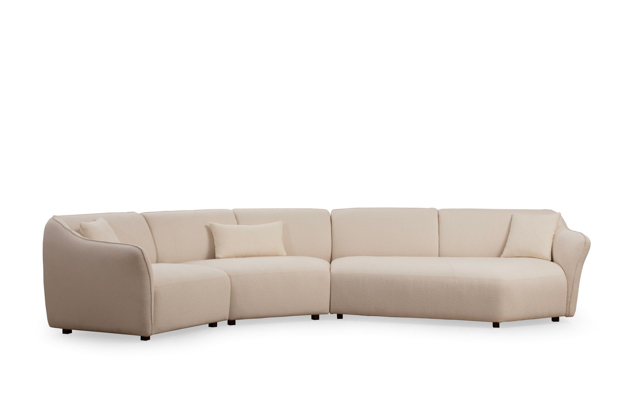 Sofá de canto elegante, cor creme, 360 x 108 x 79 cm | Estrutura em madeira de faia e aglomerado, 100% poliéster, espuma 28 DNS | Elegante e confortável para salas de estar modernas