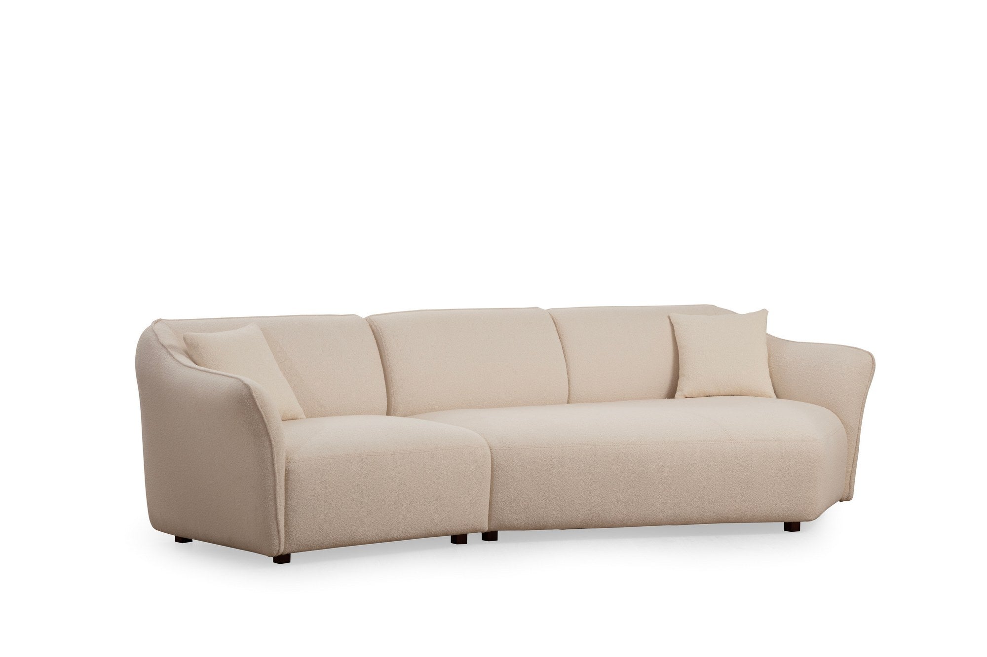 Sofá de canto elegante, cor creme, 288 x 108 x 79 cm | Estrutura em madeira de faia e aglomerado, 100% poliéster, espuma 28 DNS | Elegante e confortável para salas de estar modernas