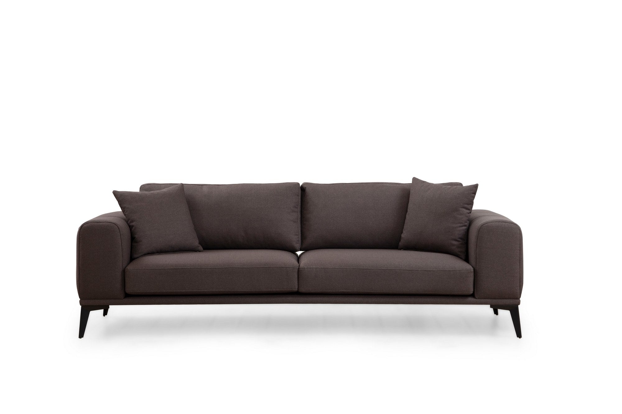 Sofá elegante de 3 lugares, cinza, 235 x 90 x 80 cm | Estrutura em madeira de faia e aglomerado, 100% poliéster, encosto conversível | Design confortável e moderno