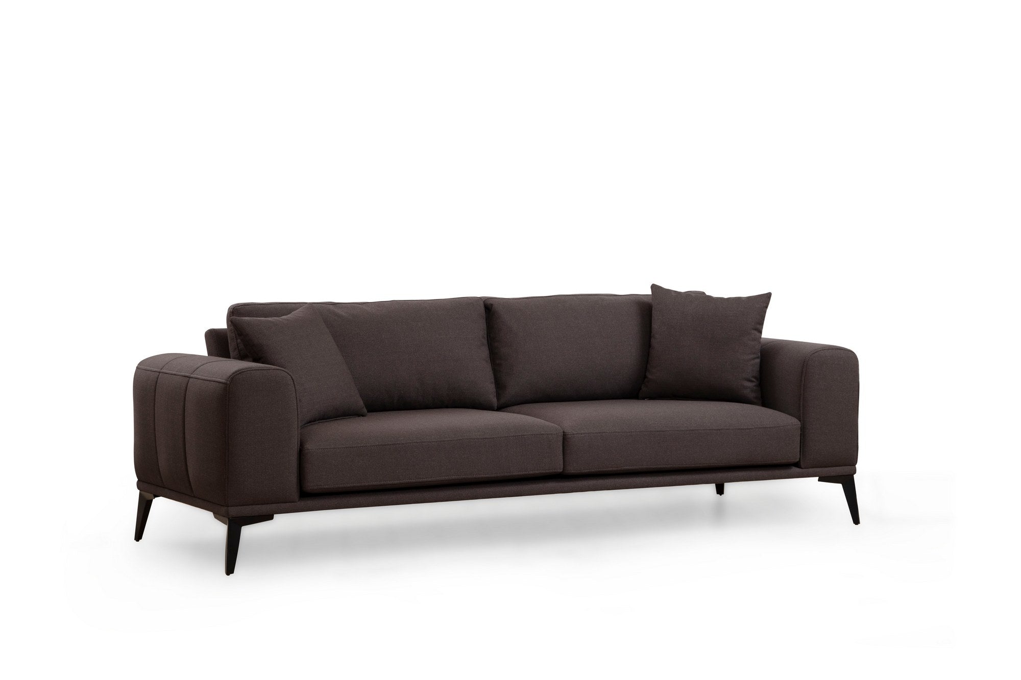Sofá elegante de 3 lugares, cinza, 235 x 90 x 80 cm | Estrutura em madeira de faia e aglomerado, 100% poliéster, encosto conversível | Design confortável e moderno