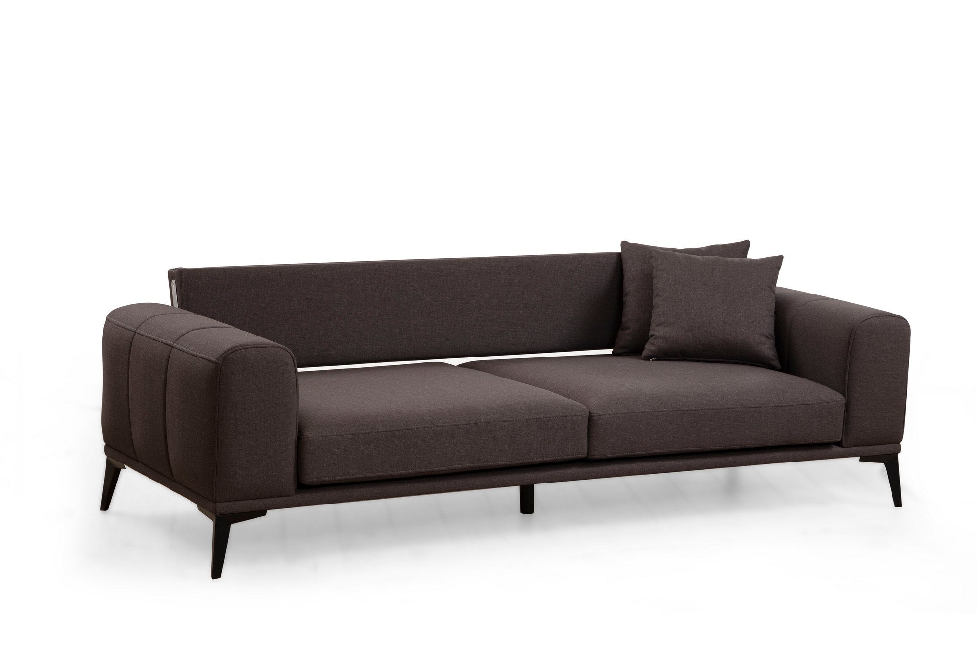 Sofá elegante de 3 lugares, cinza, 235 x 90 x 80 cm | Estrutura em madeira de faia e aglomerado, 100% poliéster, encosto conversível | Design confortável e moderno