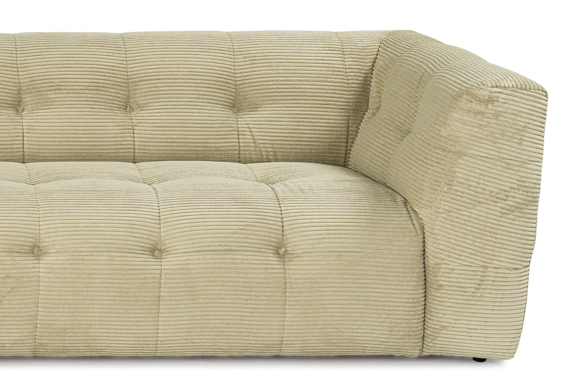 Sofá de canto elegante, verde, estrutura de madeira de faia e aglomerado, 300x150 cm | 100% poliéster, espuma 28 DNS, almofadas fixas, perfeito para espaços modernos
