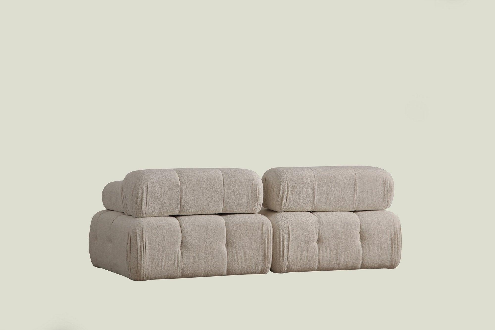 Sofá elegante de 2 lugares, cor creme, 200 x 100 x 80 cm | Estrutura em madeira de faia e aglomerado, 100% poliéster, espuma 28 DNS | Design moderno com mecanismo de mudança
