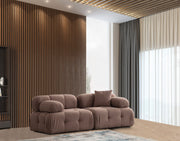 Sofá elegante de 2 lugares, Cappuccino, 200 x 100 x 80 cm | Estrutura em madeira de faia e aglomerado, 100% poliéster, espuma 28 DNS | Design moderno com mecanismo de mudança