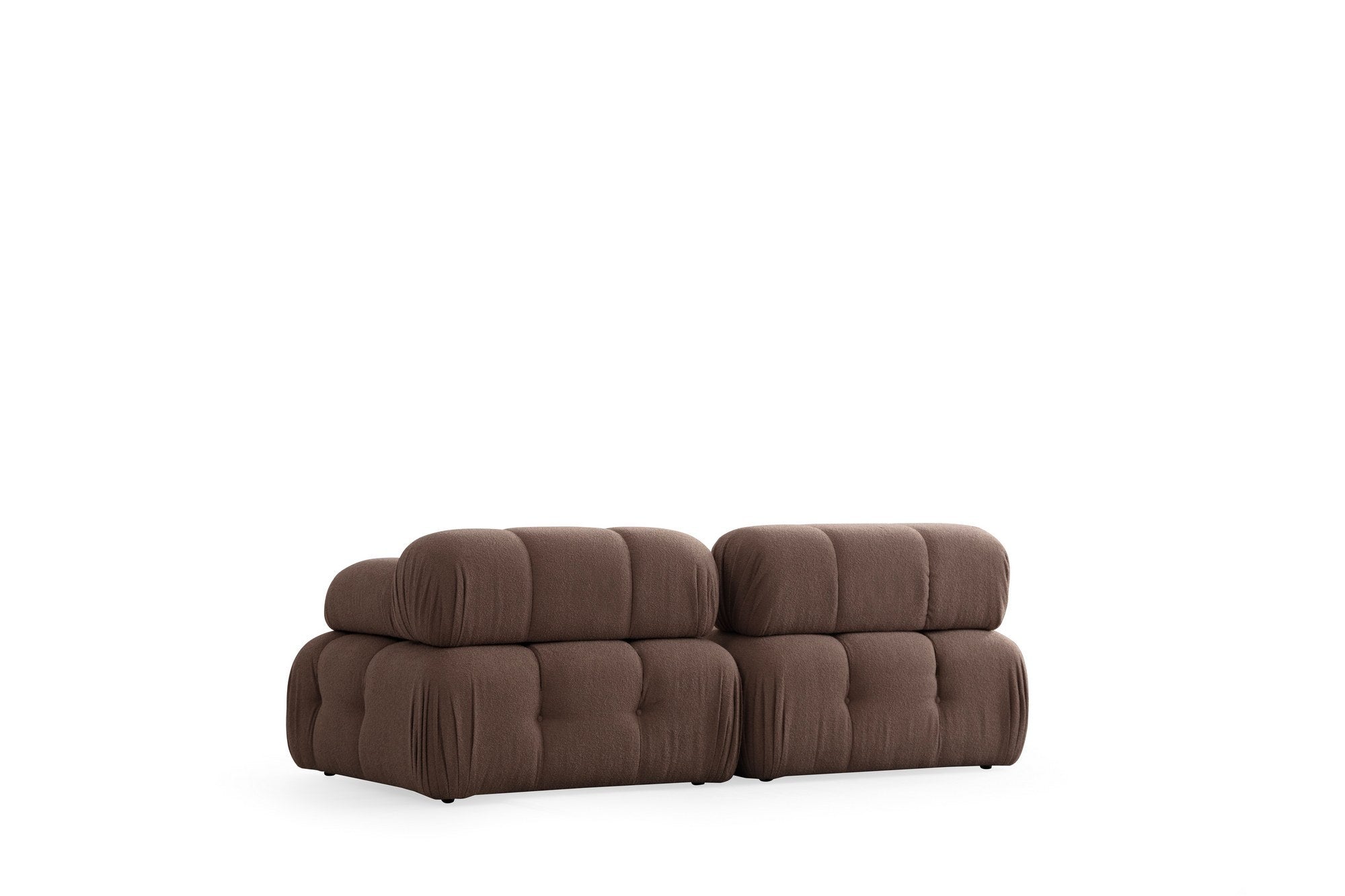 Sofá elegante de 2 lugares, Cappuccino, 200 x 100 x 80 cm | Estrutura em madeira de faia e aglomerado, 100% poliéster, espuma 28 DNS | Design moderno com mecanismo de mudança