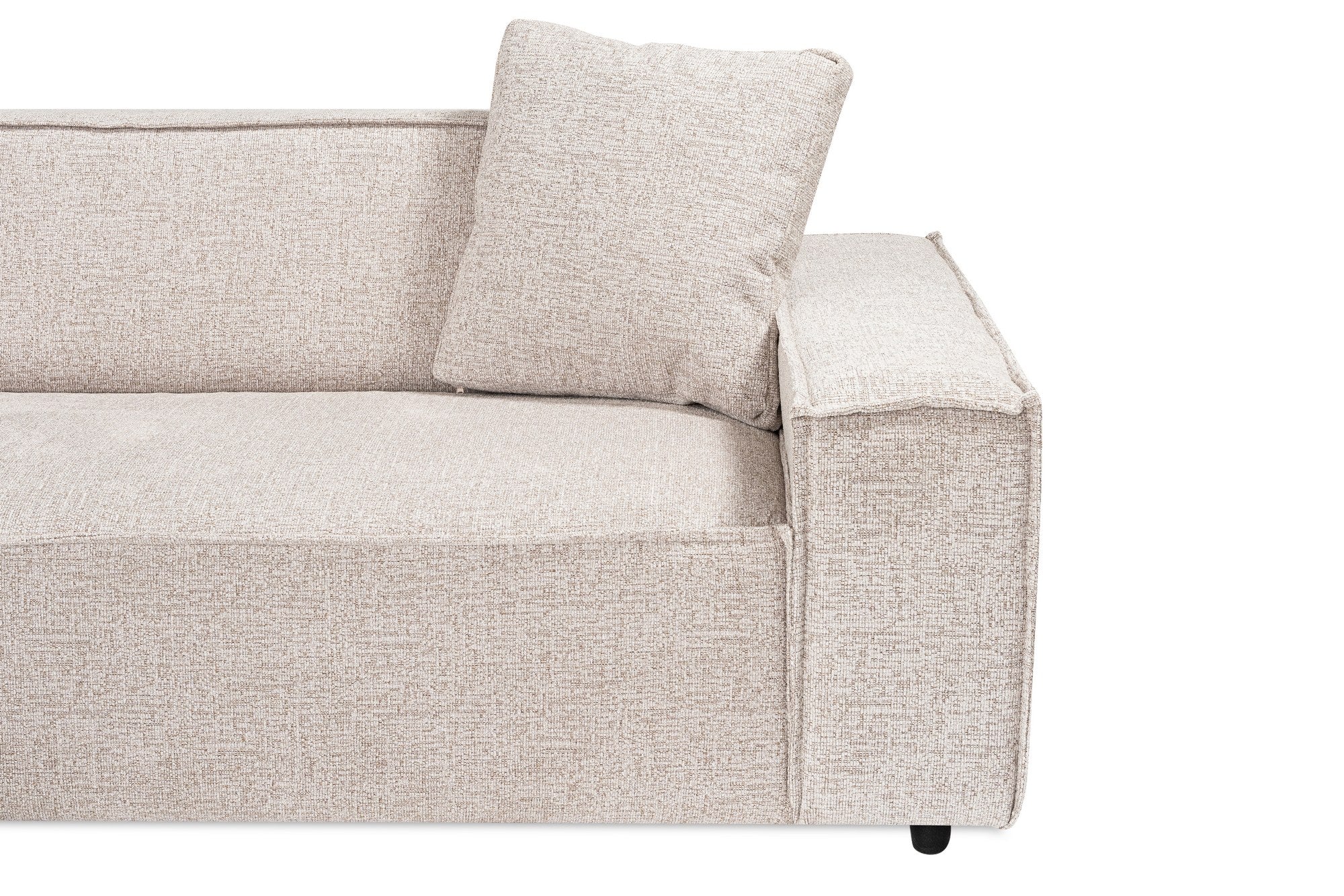 Sofá de canto elegante, marrom claro, 240 x 265 x 70 cm | Estrutura 100% madeira de carpa, tecido 100% linho, espuma 32 DNS | Perfeito para salas de estar modernas