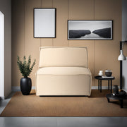 Sofá elegante de 1 lugar, linho creme, 100 cm | Estrutura 100% madeira de carpa, espuma DNS 32, espuma cinza macia e encosto de silicone | Perfeito para espaços modernos