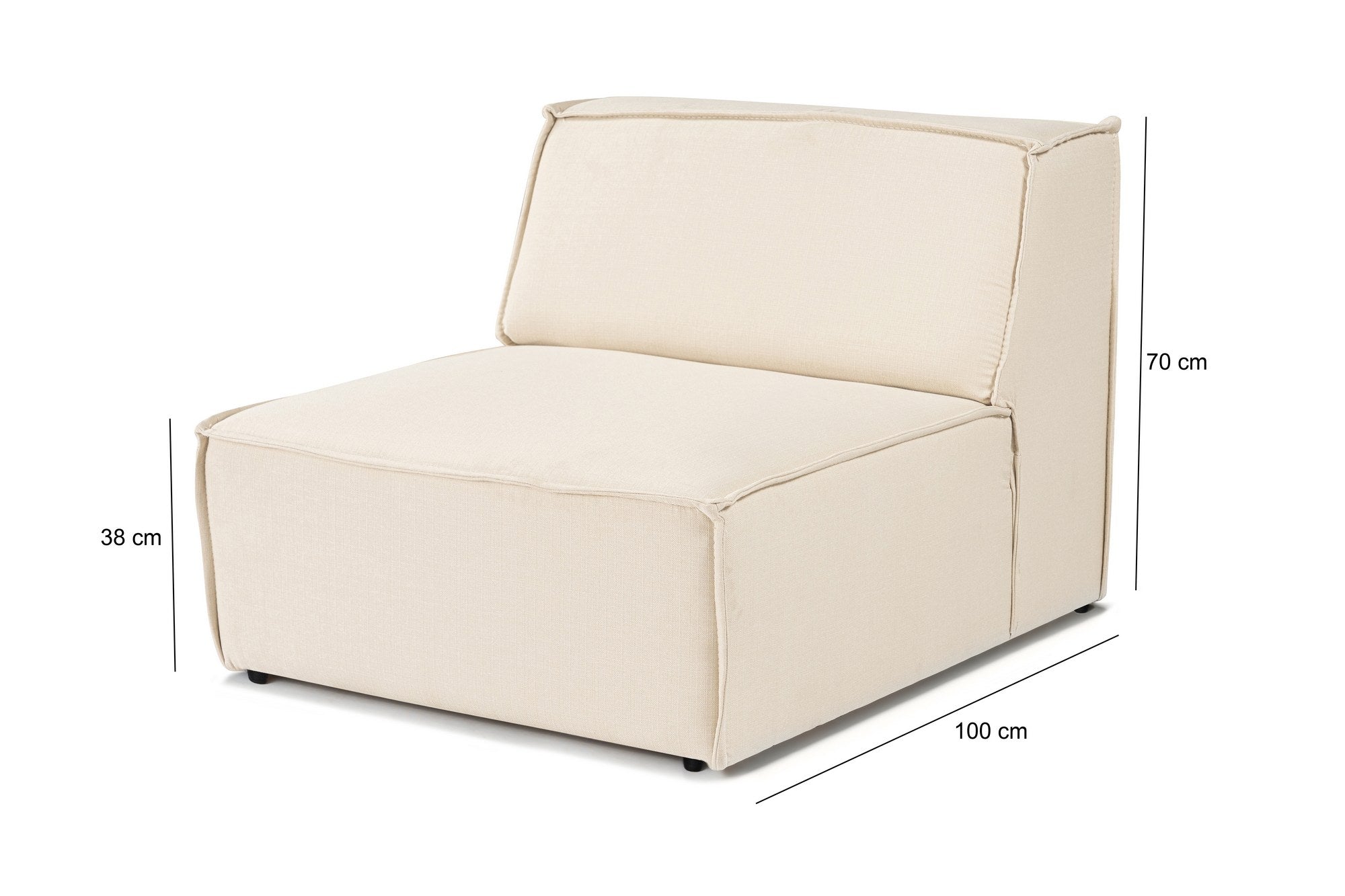 Sofá elegante de 1 lugar, linho creme, 100 cm | Estrutura 100% madeira de carpa, espuma DNS 32, espuma cinza macia e encosto de silicone | Perfeito para espaços modernos