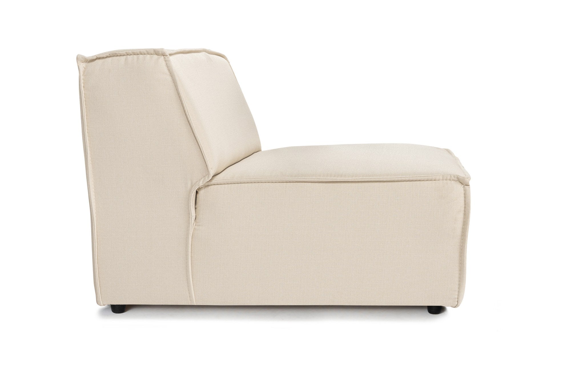 Sofá elegante de 1 lugar, linho creme, 100 cm | Estrutura 100% madeira de carpa, espuma DNS 32, espuma cinza macia e encosto de silicone | Perfeito para espaços modernos