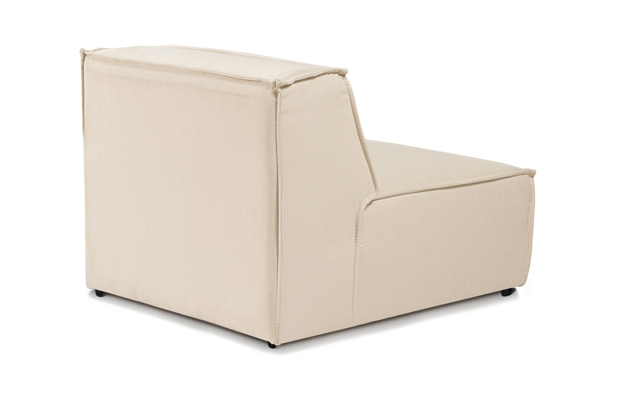 Sofá elegante de 1 lugar, linho creme, 100 cm | Estrutura 100% madeira de carpa, espuma DNS 32, espuma cinza macia e encosto de silicone | Perfeito para espaços modernos