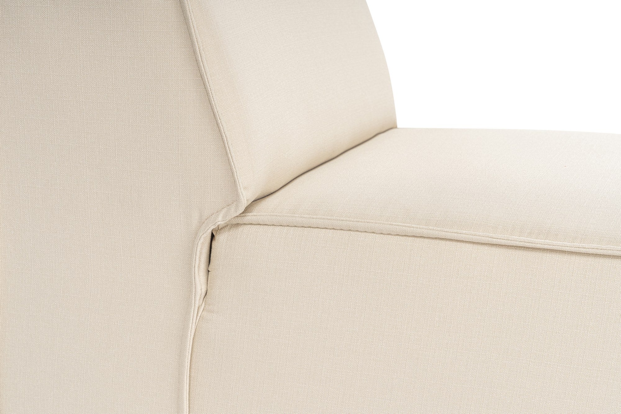 Sofá elegante de 1 lugar, linho creme, 100 cm | Estrutura 100% madeira de carpa, espuma DNS 32, espuma cinza macia e encosto de silicone | Perfeito para espaços modernos