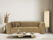 Sofá elegante de 3 lugares, cáqui, 235 x 100 x 72 cm | Estrutura em madeira de faia e aglomerado, 100% poliéster, espuma 28 DNS | Almofadas fixas, tecido de fácil manutenção