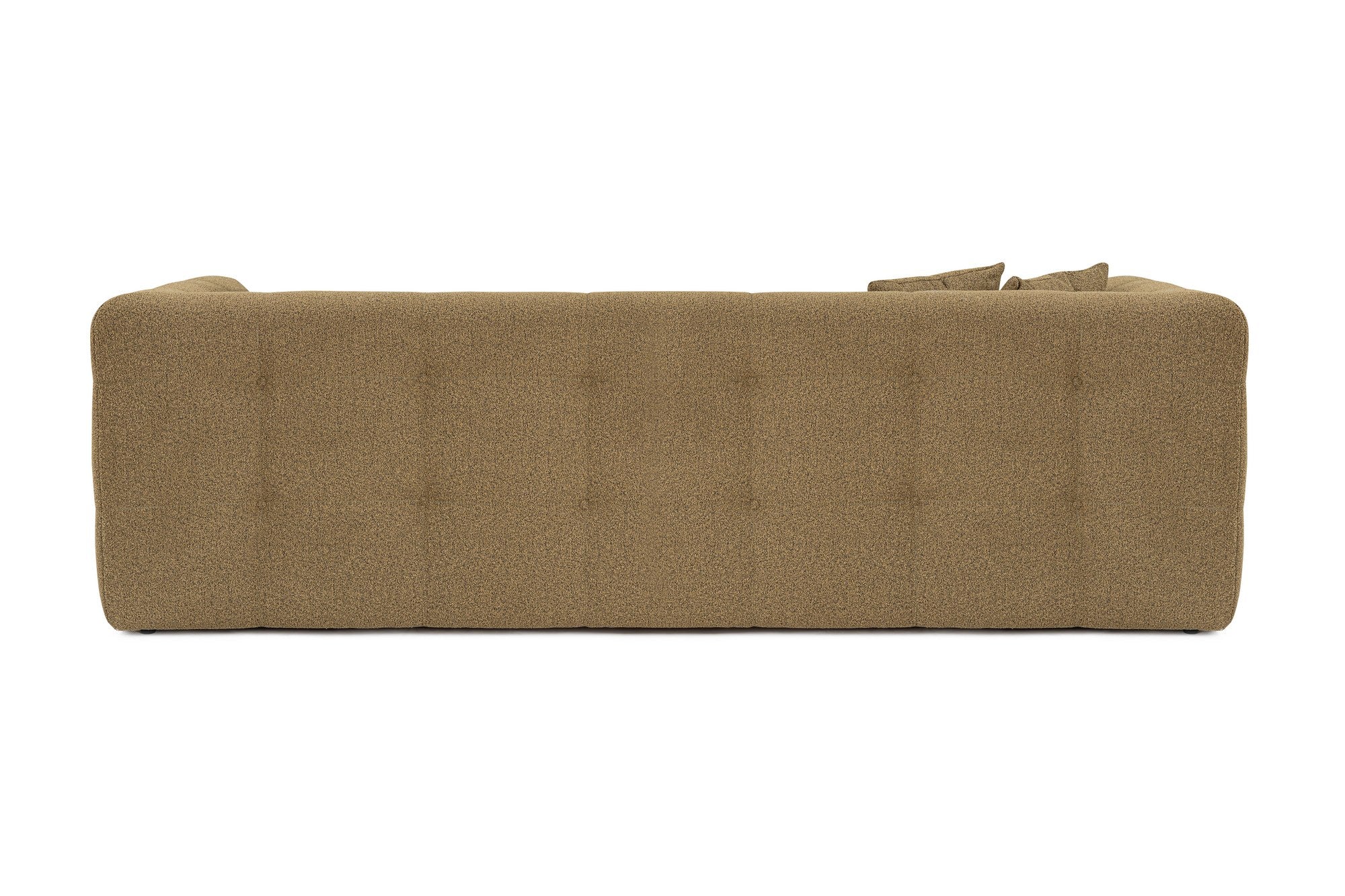 Sofá elegante de 3 lugares, cáqui, 235 x 100 x 72 cm | Estrutura em madeira de faia e aglomerado, 100% poliéster, espuma 28 DNS | Almofadas fixas, tecido de fácil manutenção