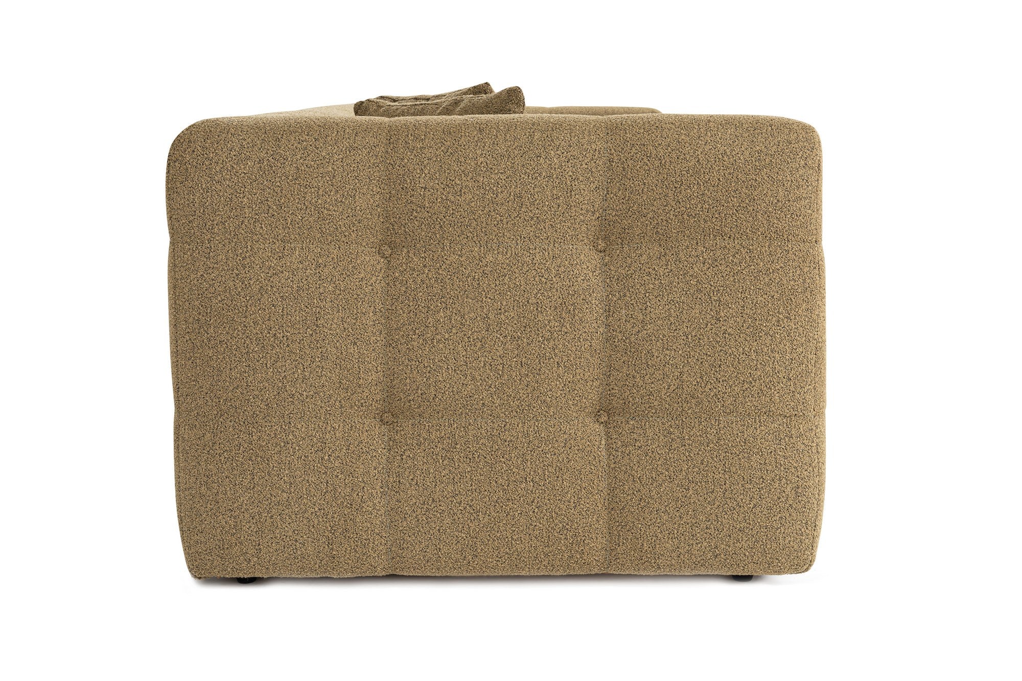 Sofá elegante de 3 lugares, cáqui, 235 x 100 x 72 cm | Estrutura em madeira de faia e aglomerado, 100% poliéster, espuma 28 DNS | Almofadas fixas, tecido de fácil manutenção