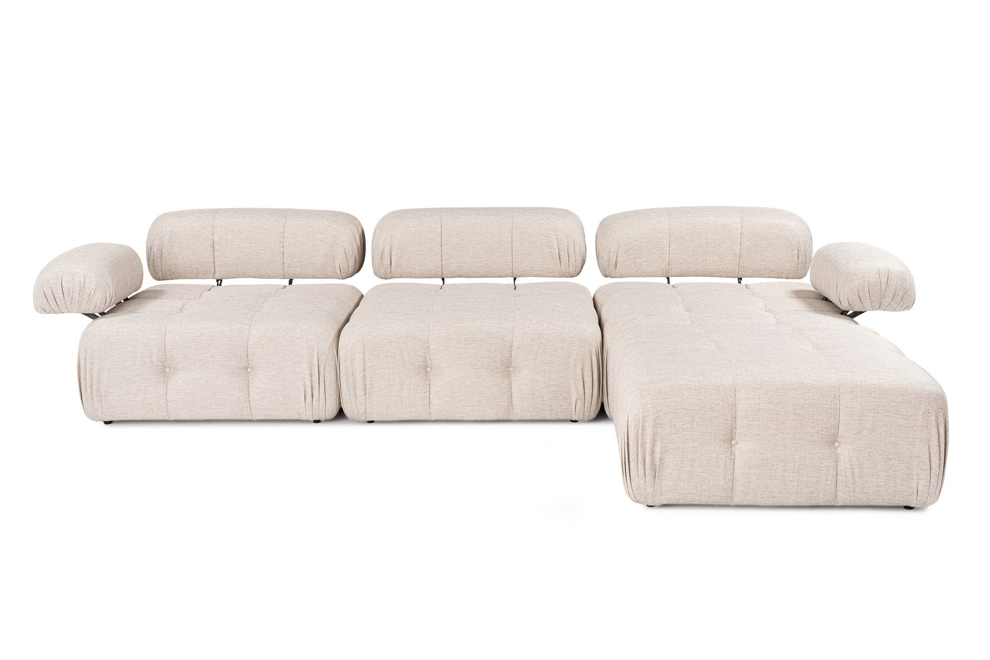 Sofá de canto elegante, marrom claro, 300x200 cm | Estrutura em madeira de faia e aglomerado, 100% poliéster, espuma 28 DNS | Design moderno com mecanismo de mudança