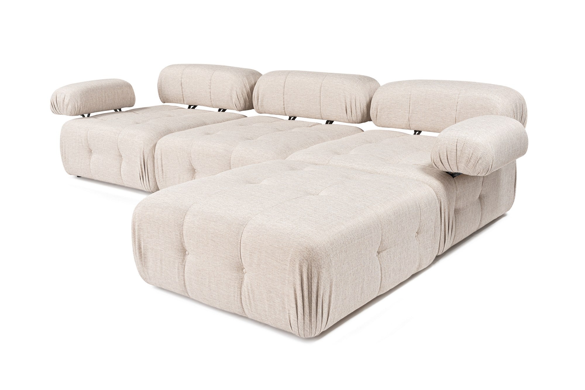 Sofá de canto elegante, marrom claro, 300x200 cm | Estrutura em madeira de faia e aglomerado, 100% poliéster, espuma 28 DNS | Design moderno com mecanismo de mudança