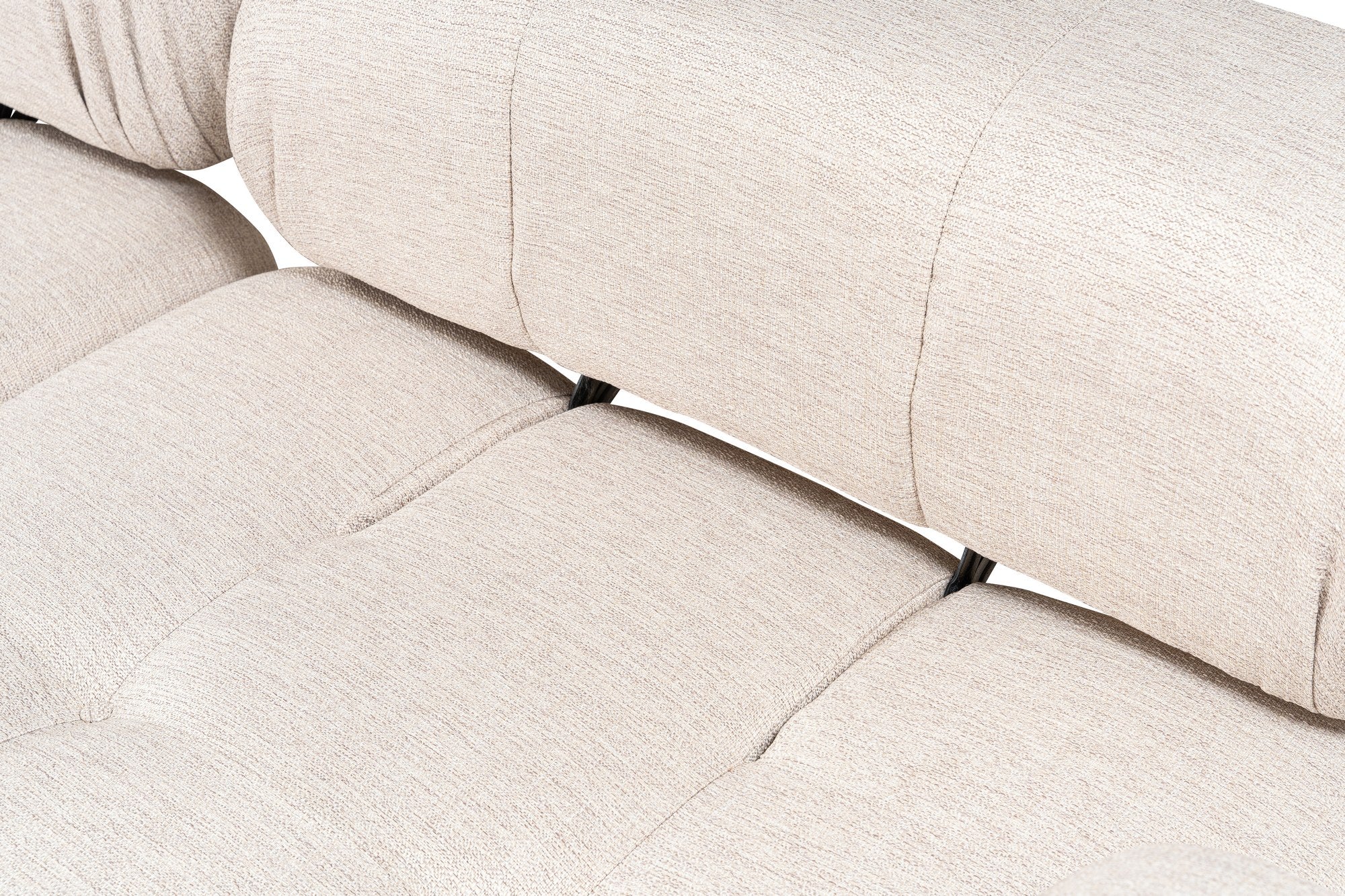 Sofá de canto elegante, marrom claro, 300x200 cm | Estrutura em madeira de faia e aglomerado, 100% poliéster, espuma 28 DNS | Design moderno com mecanismo de mudança