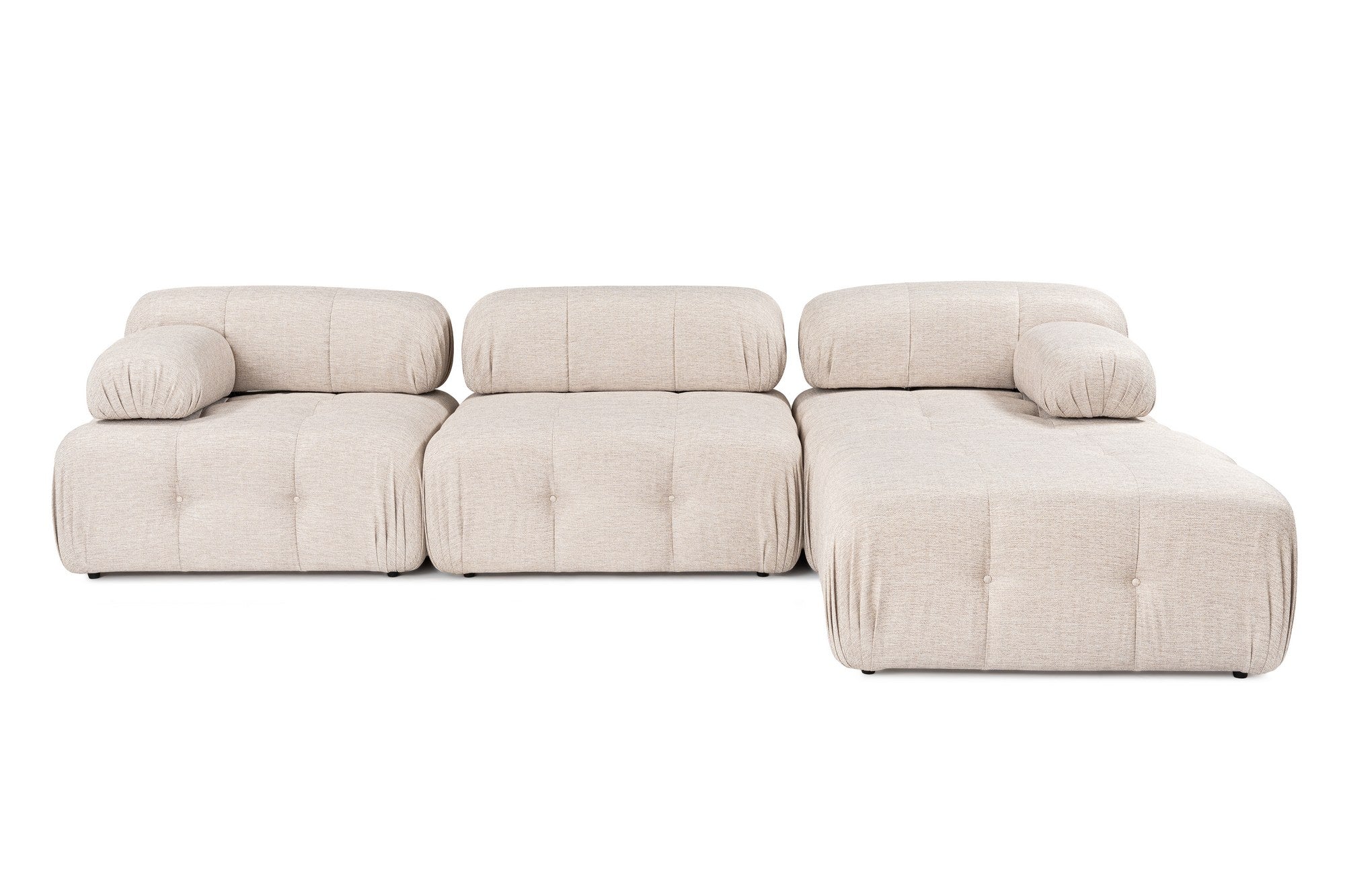Sofá de canto elegante, marrom claro, 300x200 cm | Estrutura em madeira de faia e aglomerado, 100% poliéster, espuma 28 DNS | Design moderno com mecanismo de mudança