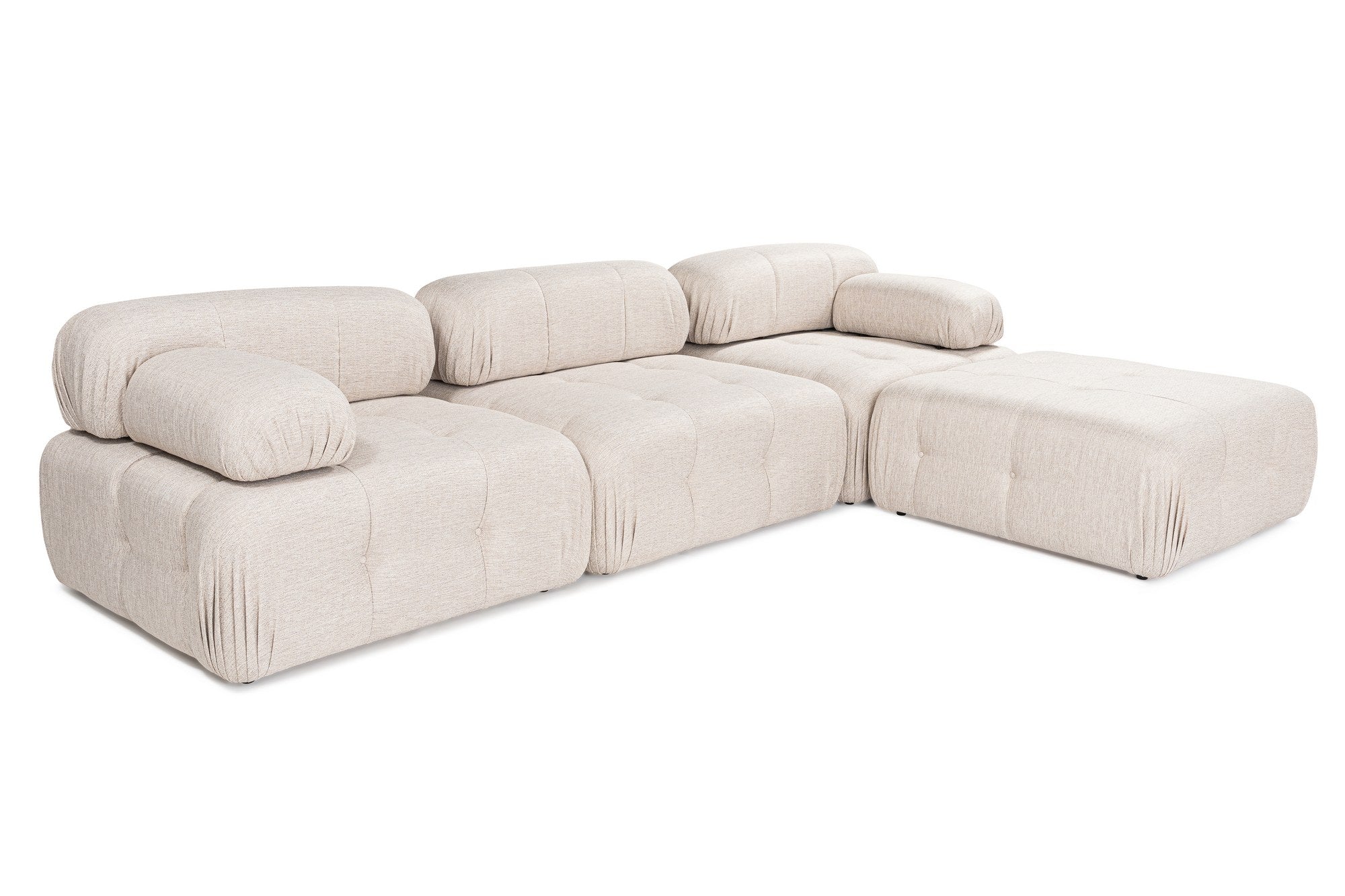Sofá de canto elegante, marrom claro, 300x200 cm | Estrutura em madeira de faia e aglomerado, 100% poliéster, espuma 28 DNS | Design moderno com mecanismo de mudança