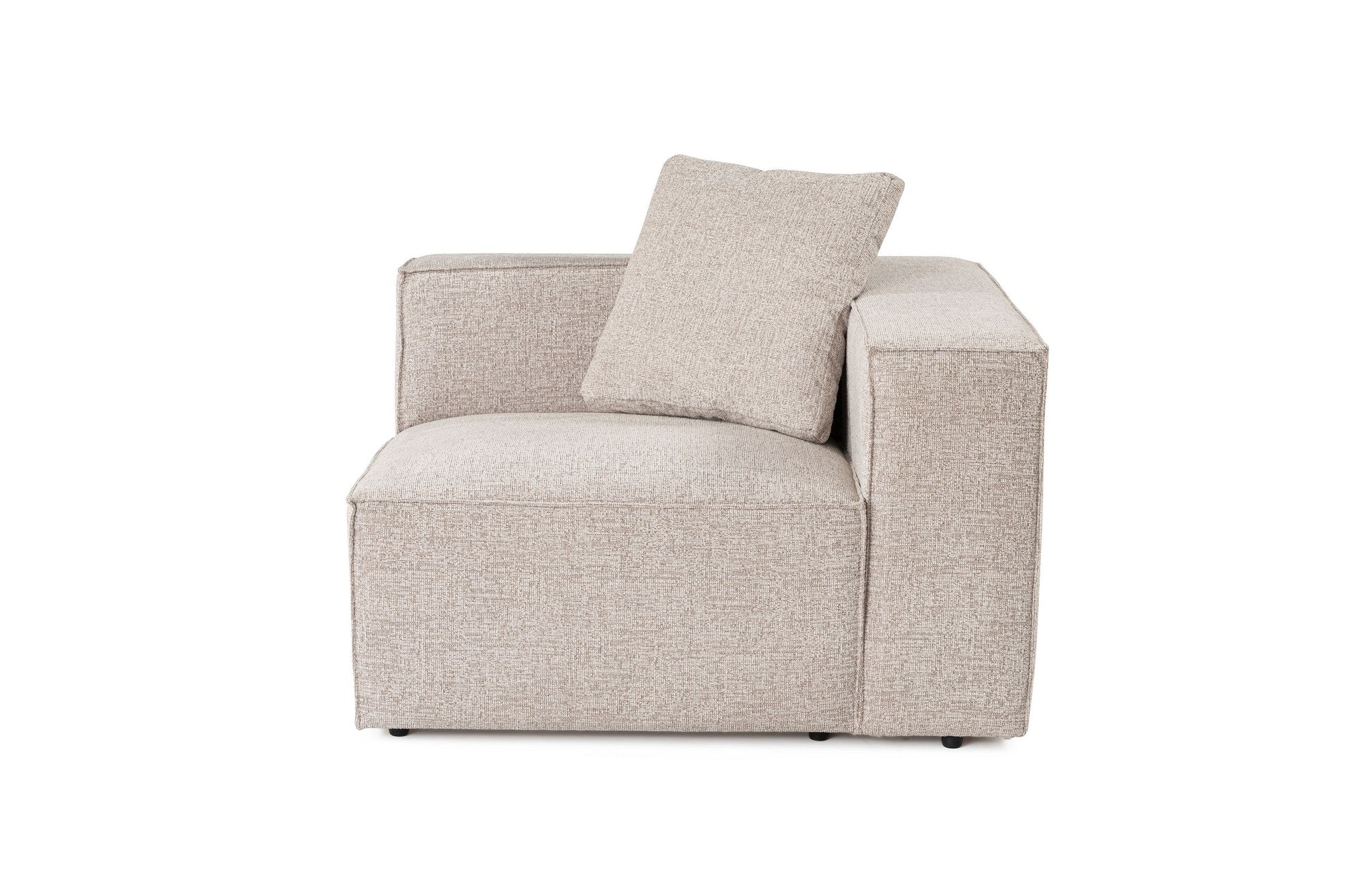 Sofá elegante de 1 lugar, cor mocha, 110 x 108 x 65 cm | Estrutura 100% madeira de carpa, tecido 100% linho, espuma 32 DNS, inclui almofada | Perfeito para espaços aconchegantes