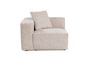 Sofá elegante de 1 lugar, cor mocha, 110 x 108 x 65 cm | Estrutura 100% madeira de carpa, tecido 100% linho, espuma 32 DNS, inclui almofada | Perfeito para espaços aconchegantes
