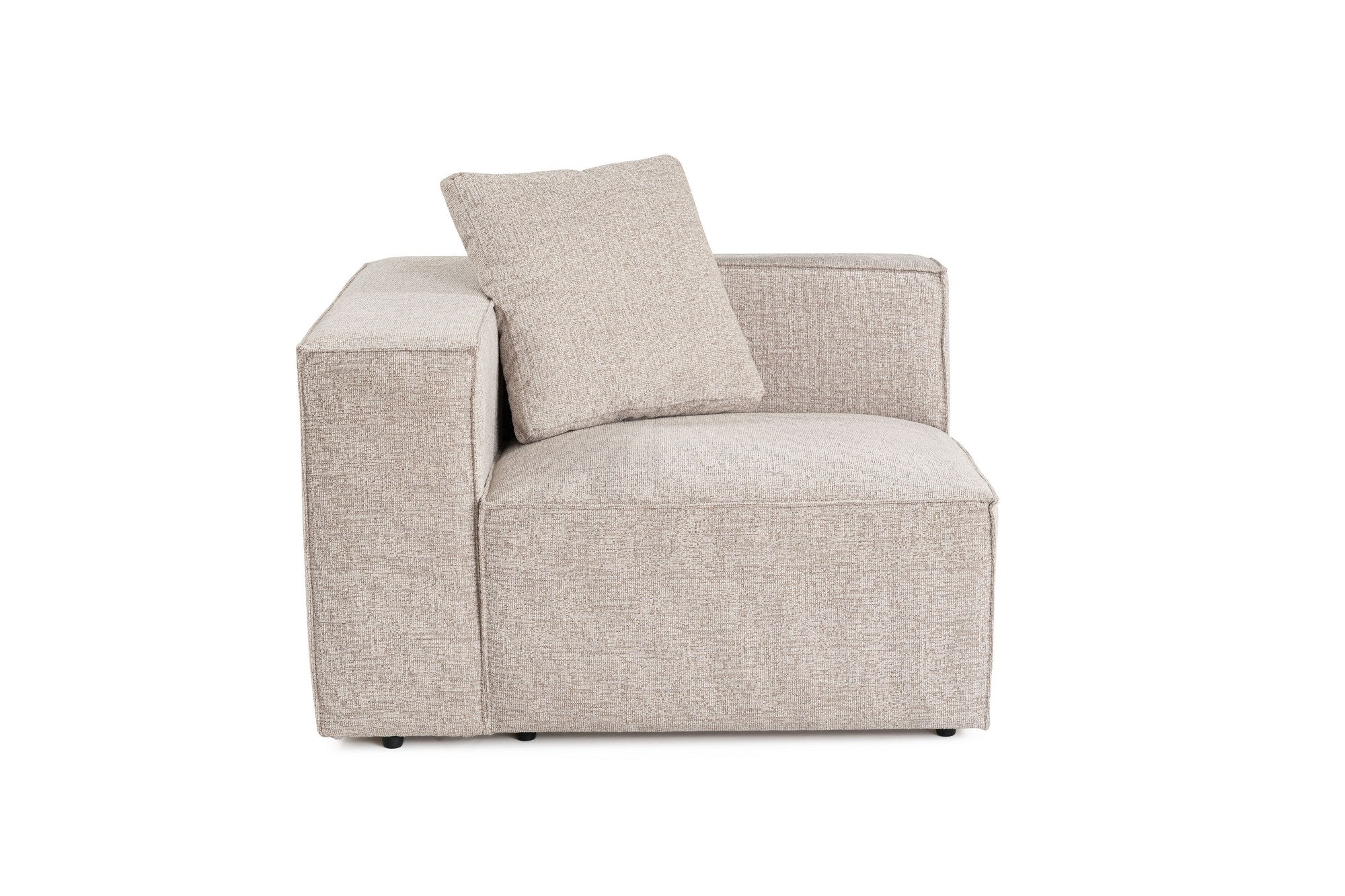 Sofá elegante de 1 lugar, cor mocha, 110 x 108 x 65 cm | Estrutura 100% madeira de carpa, tecido 100% linho, espuma 32 DNS, inclui almofada | Perfeito para espaços aconchegantes