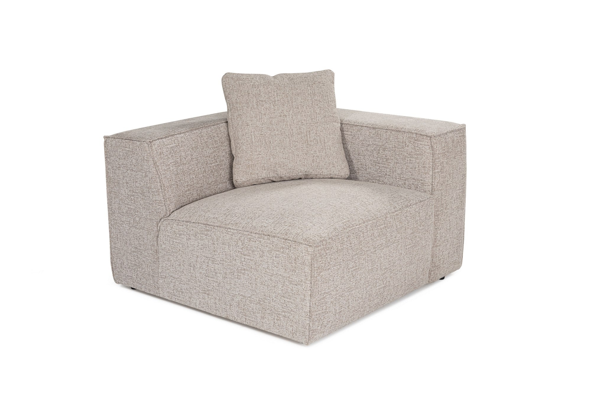 Sofá elegante de 1 lugar, cor mocha, 110 x 108 x 65 cm | Estrutura 100% madeira de carpa, tecido 100% linho, espuma 32 DNS, inclui almofada | Perfeito para espaços aconchegantes