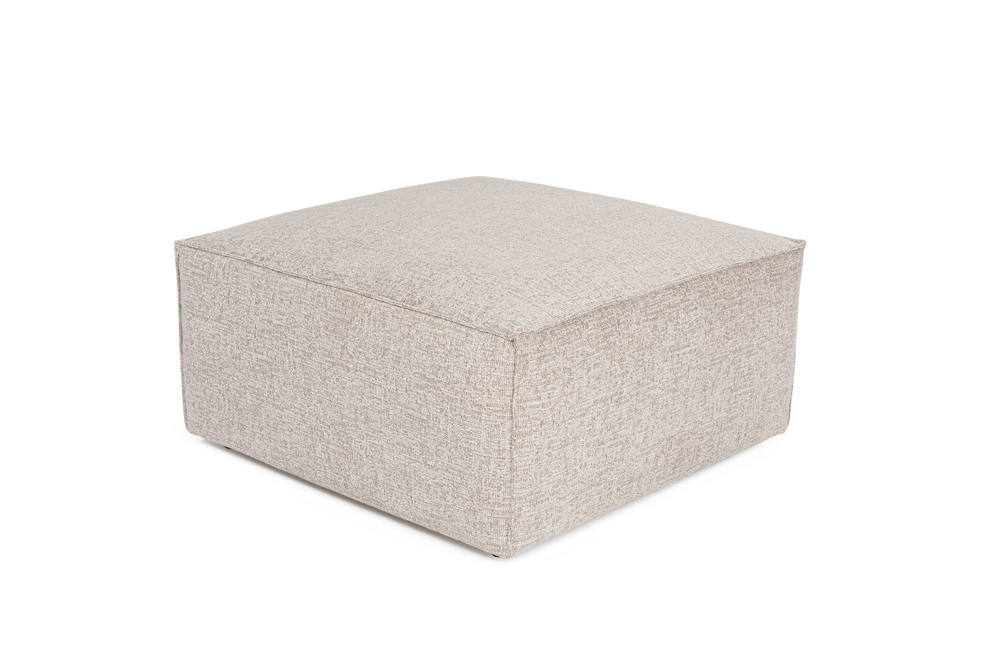 Elegante pufe mocha com tecido 100% linho, estrutura em madeira de carpa, espuma DNS 32, 85x85x40 cm | Inclui almofada, elegante e confortável para qualquer espaço