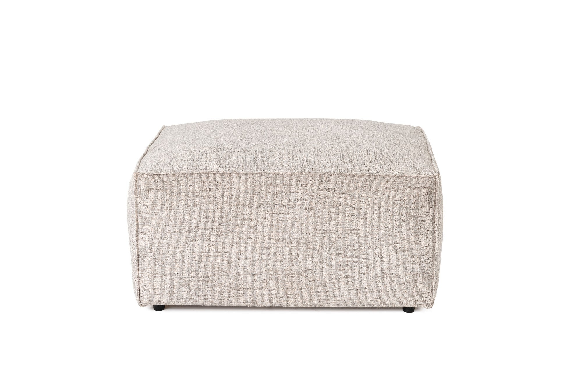 Elegante pufe mocha com tecido 100% linho, estrutura em madeira de carpa, espuma DNS 32, 85x85x40 cm | Inclui almofada, elegante e confortável para qualquer espaço