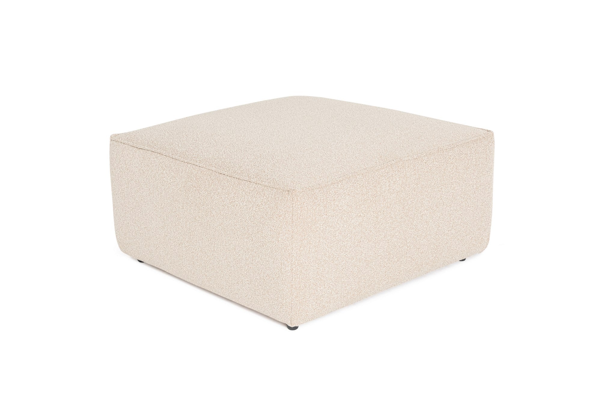 Elegante pufe pêssego com tecido 100% linho, estrutura de madeira de carpa, espuma DNS 32, 85x85x40 cm | Inclui almofada, elegante e confortável para qualquer espaço