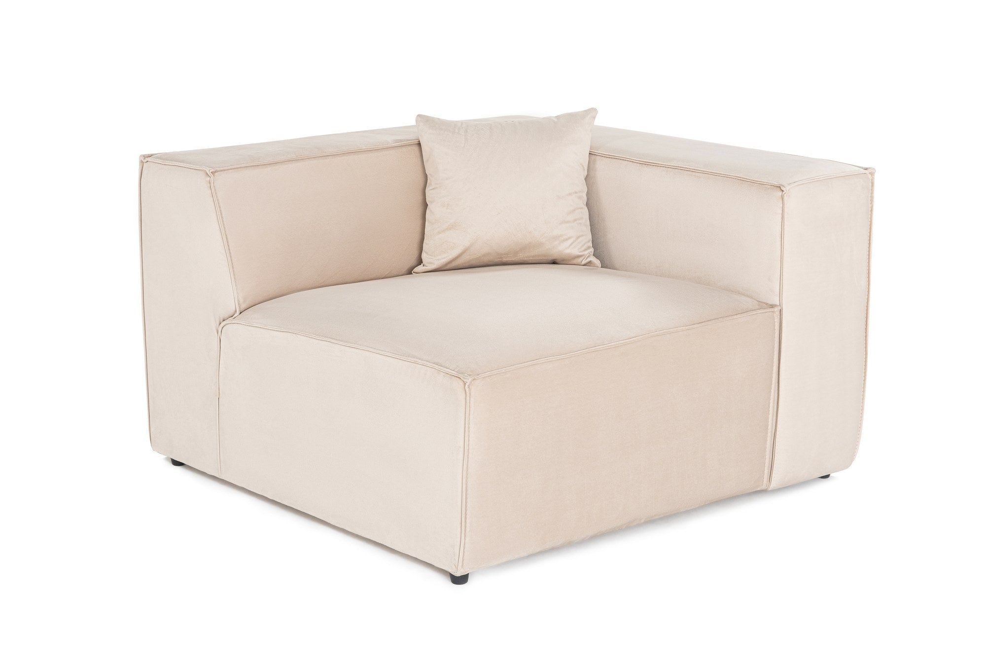 Sofá elegante de 1 lugar, linho creme, 110 x 108 x 65 cm | Estrutura 100% madeira de carpa, espuma DNS 32, pernas de plástico | Inclui almofada, perfeito para espaços aconchegantes