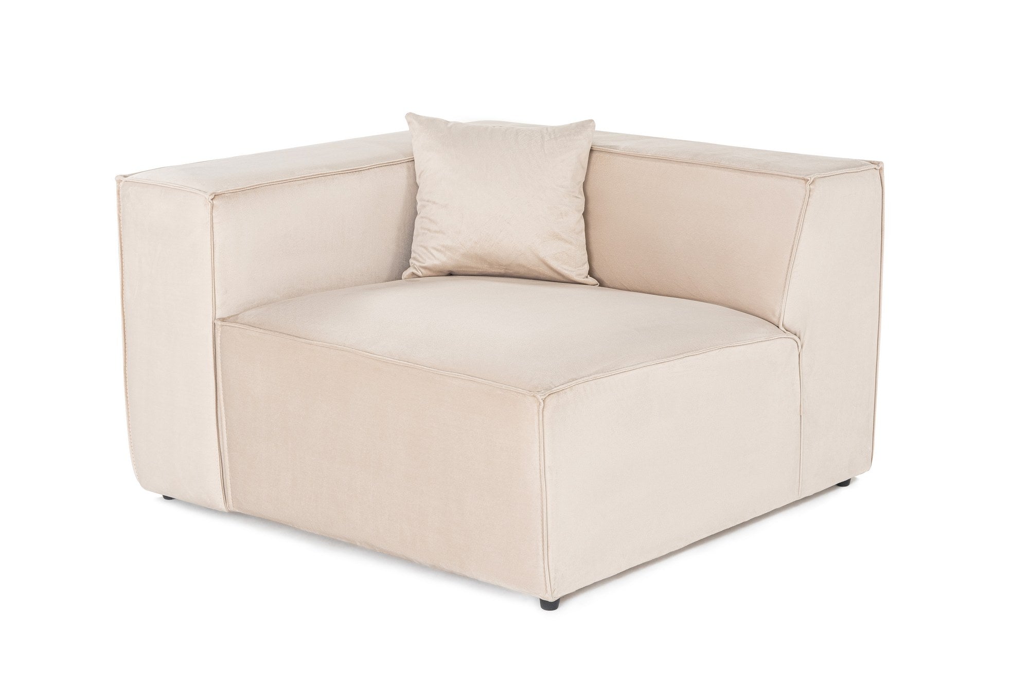 Sofá elegante de 1 lugar, linho creme, 110 x 108 x 65 cm | Estrutura 100% madeira de carpa, espuma DNS 32, pernas de plástico | Inclui almofada, perfeito para espaços aconchegantes