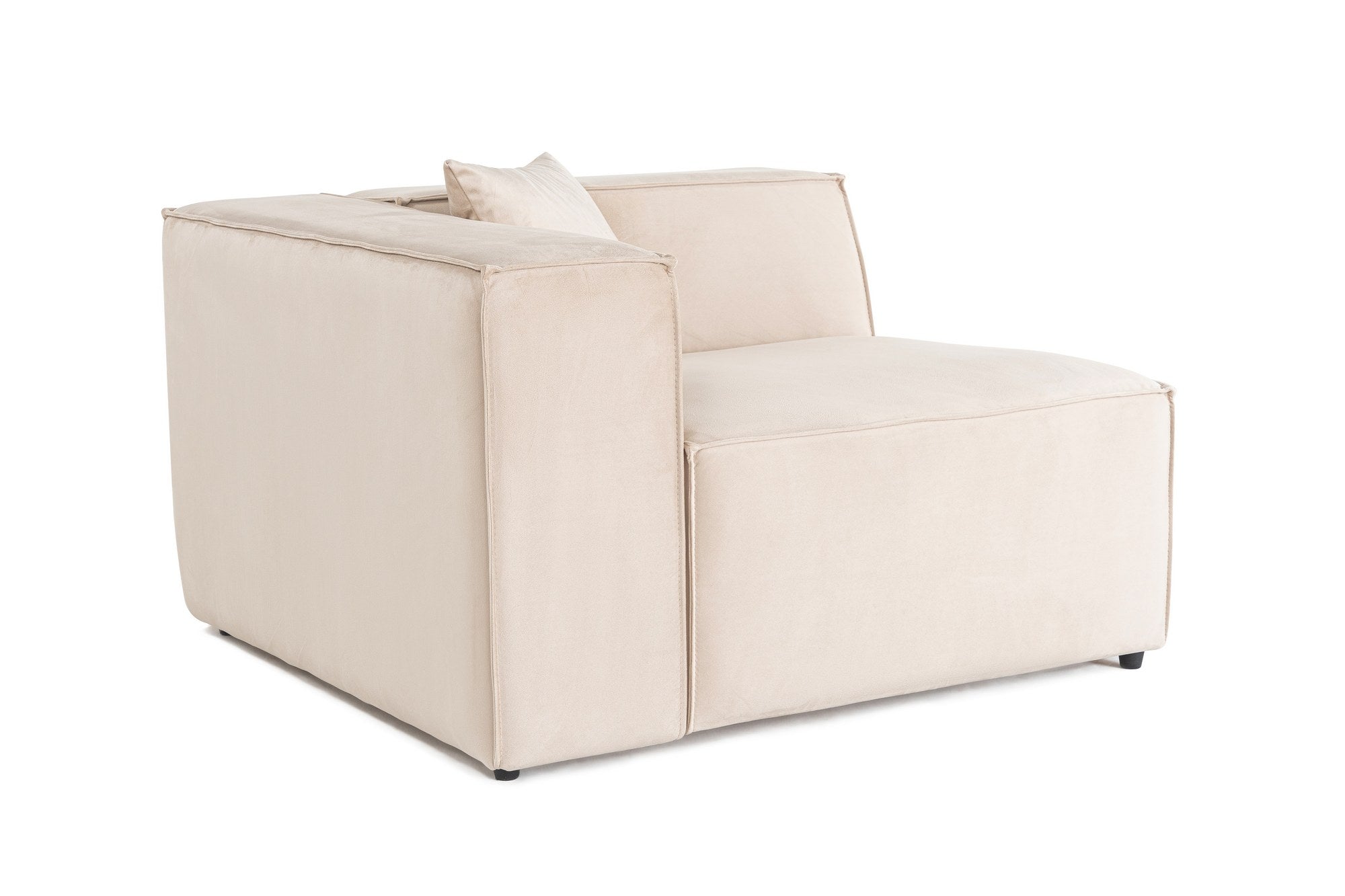 Sofá elegante de 1 lugar, linho creme, 110 x 108 x 65 cm | Estrutura 100% madeira de carpa, espuma DNS 32, pernas de plástico | Inclui almofada, perfeito para espaços aconchegantes