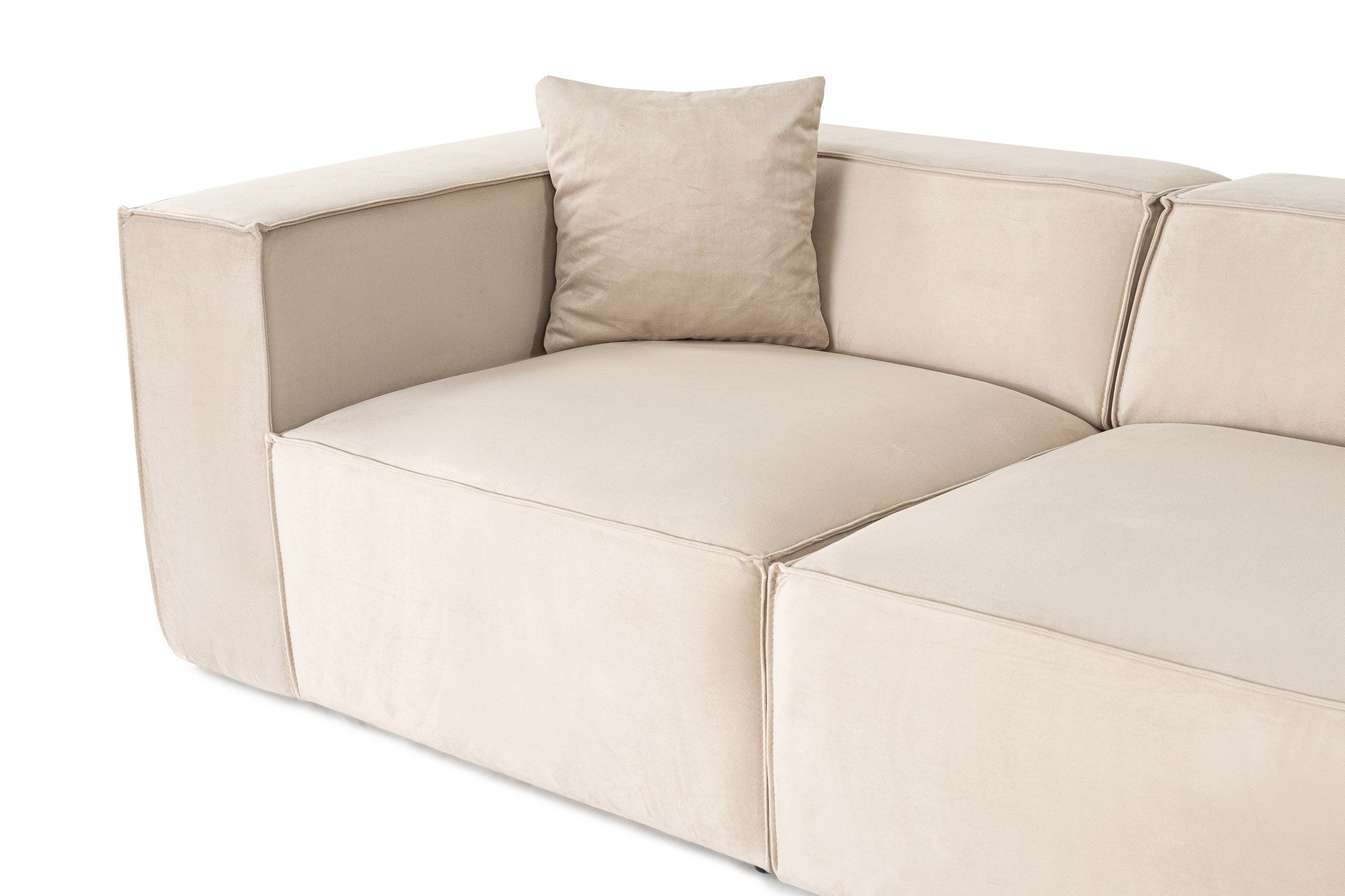 Sofá elegante de 2 lugares, linho creme, 220 x 108 x 65 cm | Estrutura 100% madeira de carpa, espuma DNS 32, pernas de plástico | Inclui 2 almofadas, perfeito para salas de estar modernas